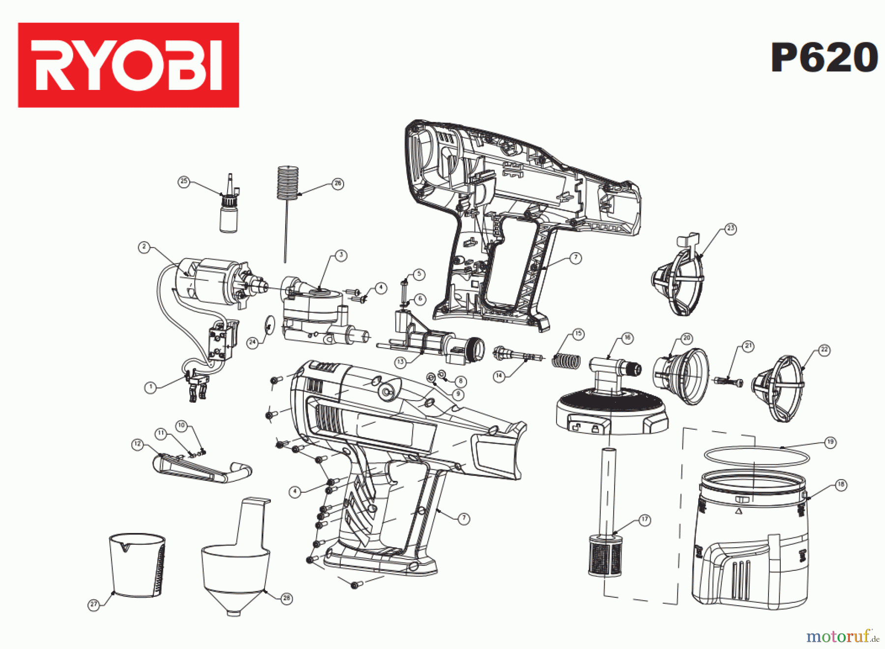  Ryobi Sprühgeräte Farbsprühpistolen P620 Seite 1