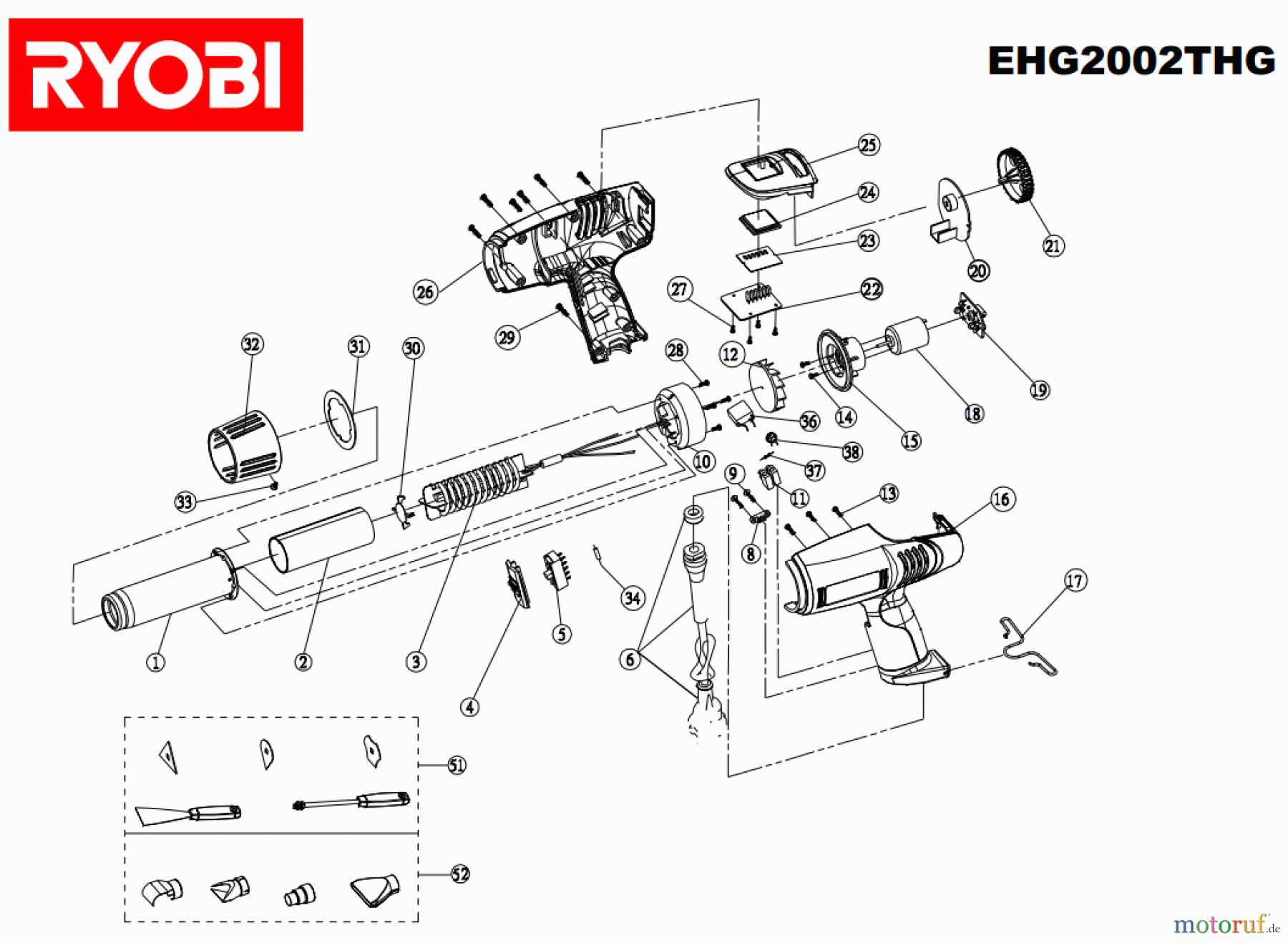 Ryobi Heißluftgebläse EHG2002THG Seite 1