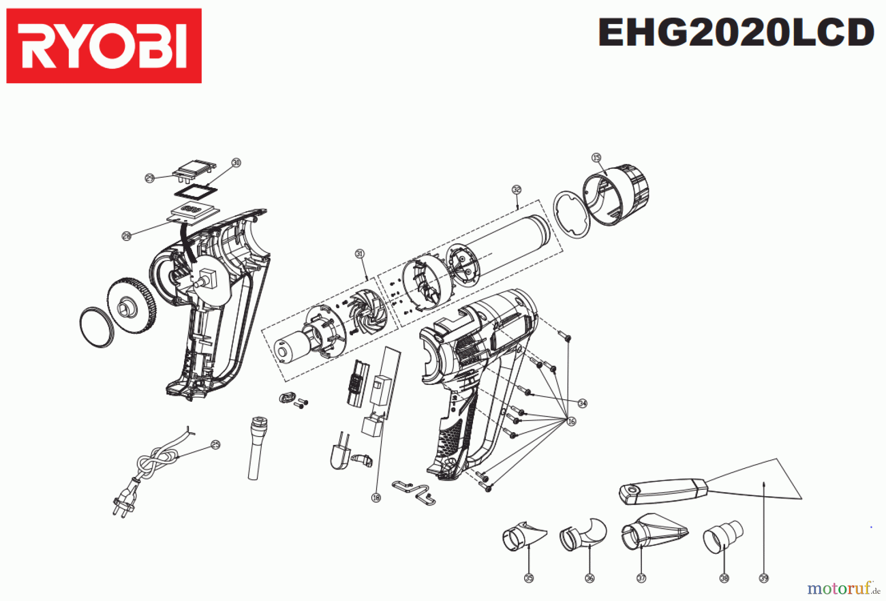  Ryobi Heißluftgebläse  EHG2020LCD Seite 1