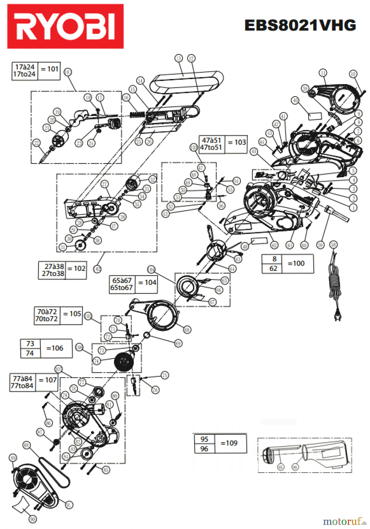 Ryobi Schleifgeräte Bandschleifgeräte EBS8021VHG Seite1