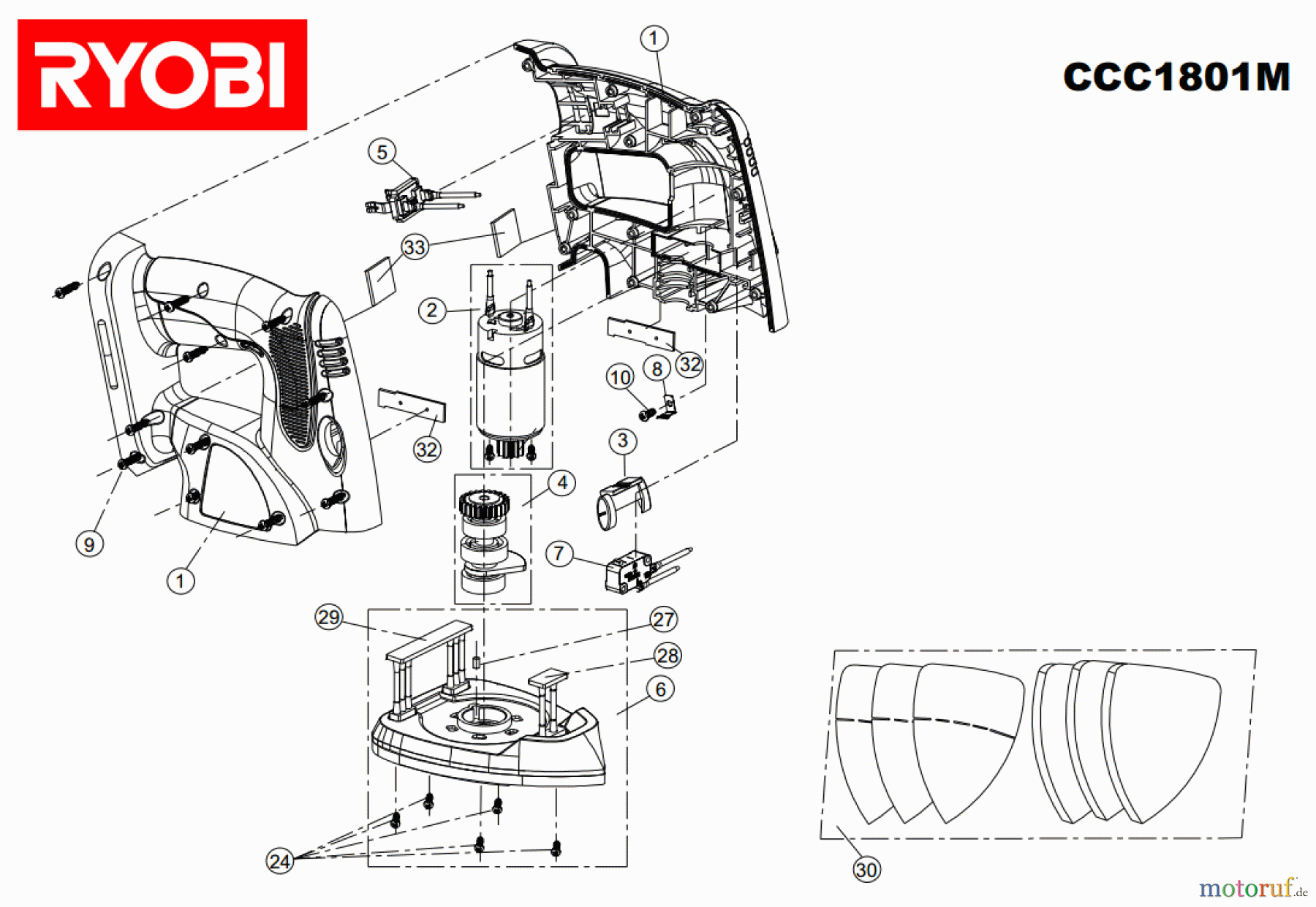 Ryobi Schleifgeräte Delta- und Multischleifgeräte CCC1801M Seite 1