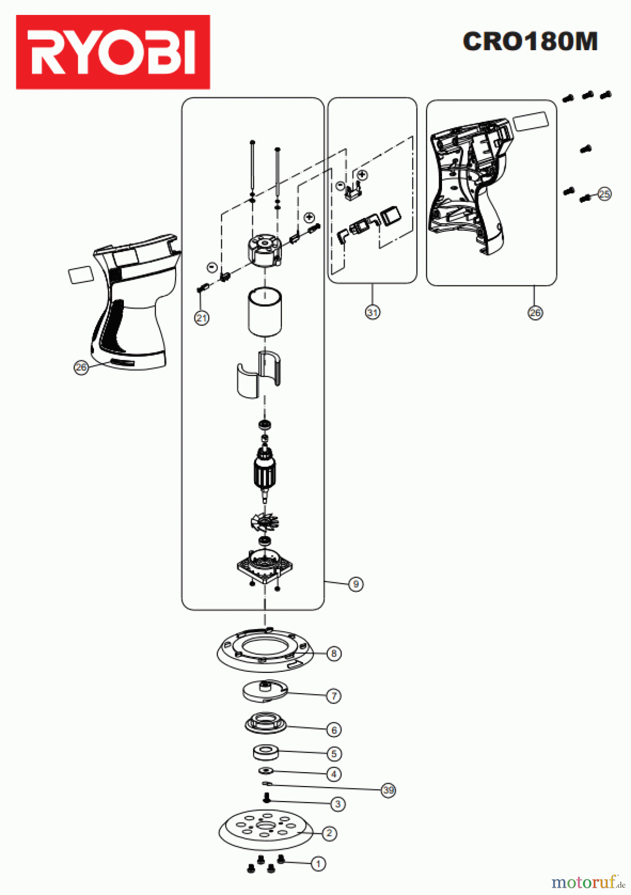 Ryobi Schleifgeräte Exzenterschleifgerät CRO180M Seite 1