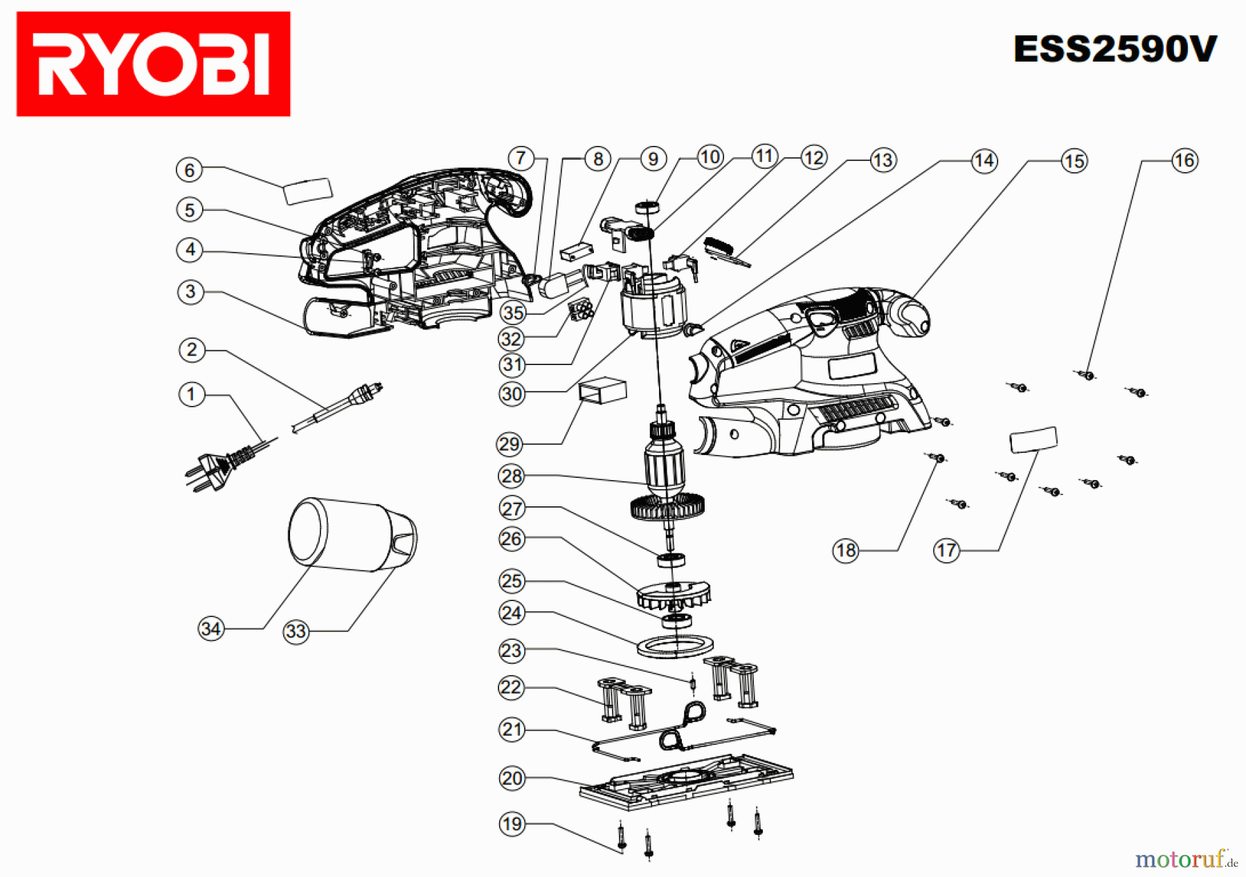 Ryobi Schleifgeräte Schwingschleifer ESS2590V Seite 1