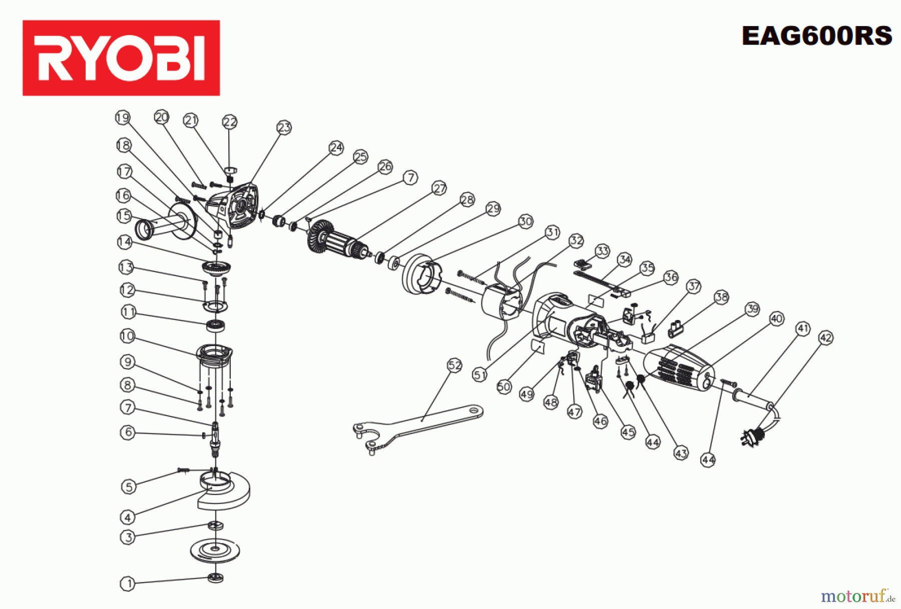Ryobi Schleifgeräte Winkelschleifgerät EAG600RS Seite 1