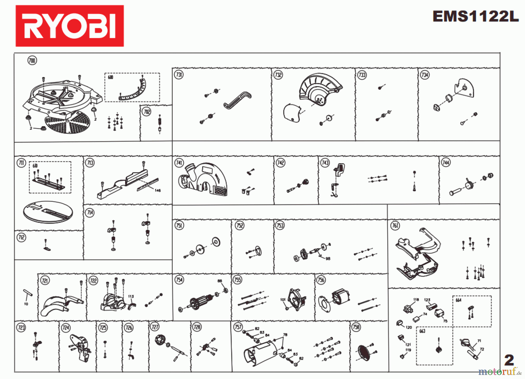 Ryobi Sägen Kapp- und Gehrungssägen EMS1122L Seite 2