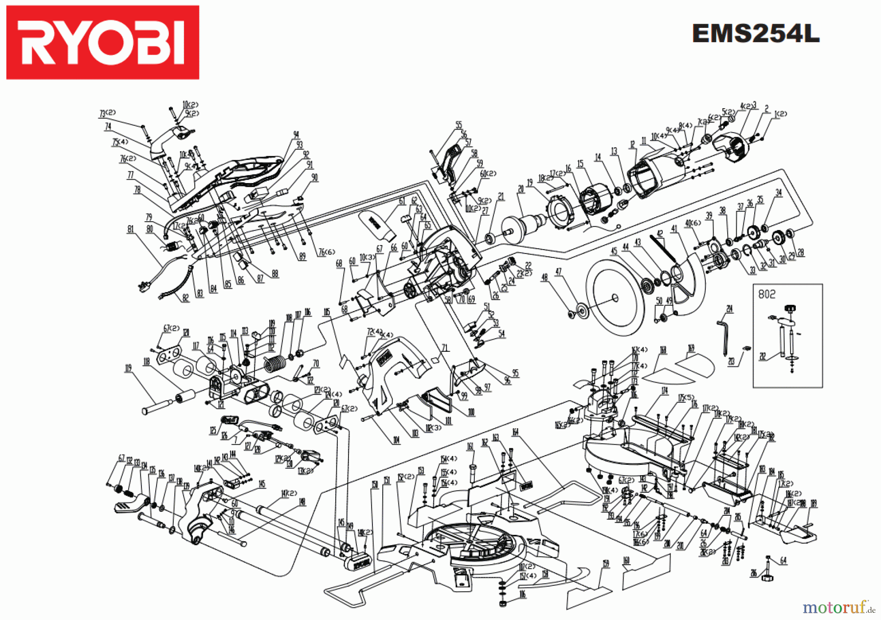 Ryobi Sägen Kapp- und Gehrungssägen EMS254L Seite 1
