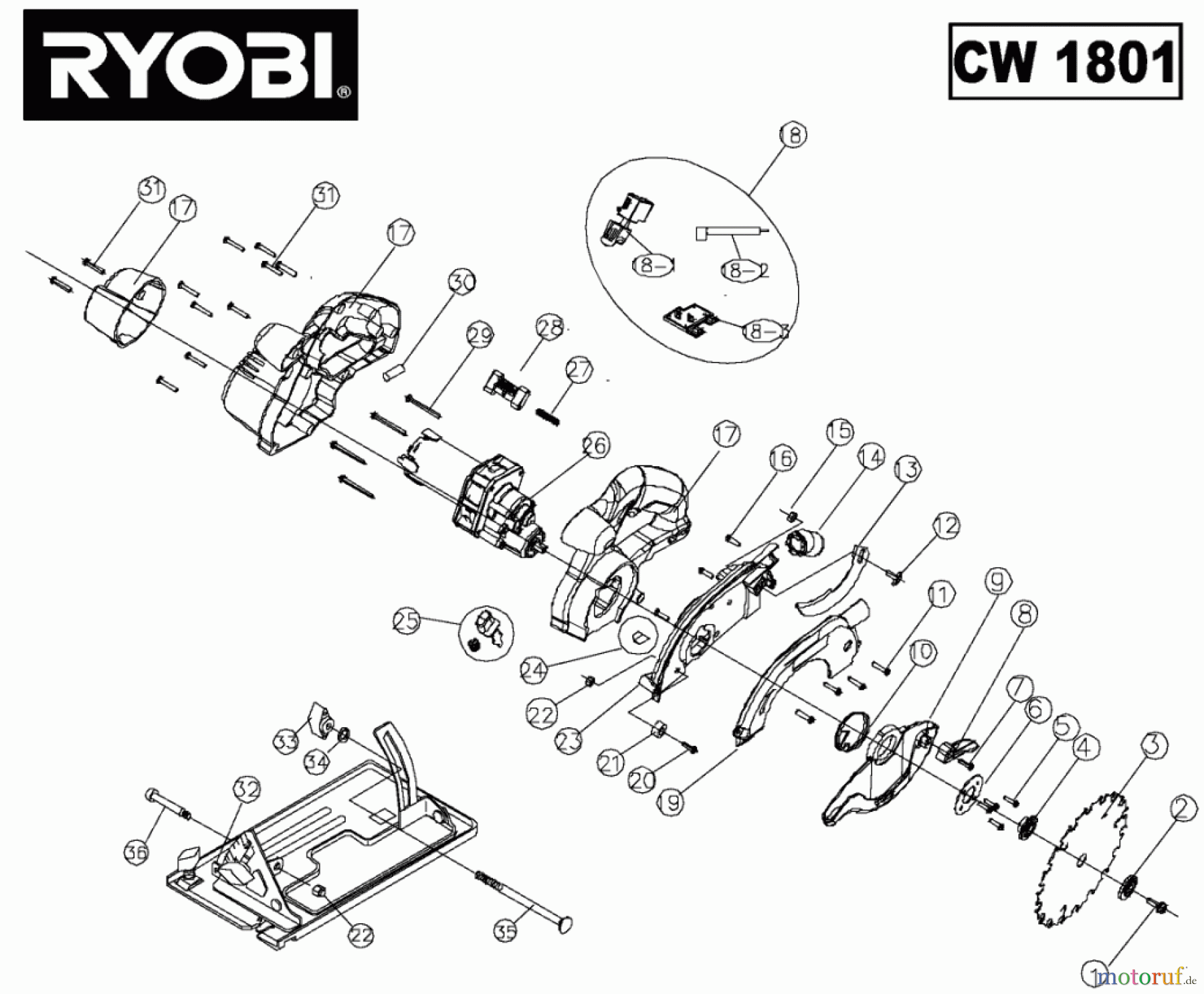 Ryobi Sägen Kreissägen CW1801