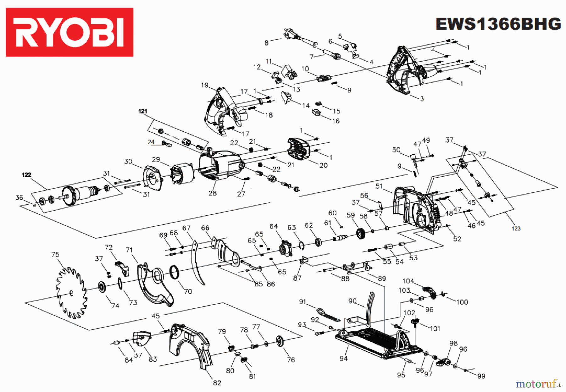 Ryobi Sägen Kreissägen EWS1366BHG