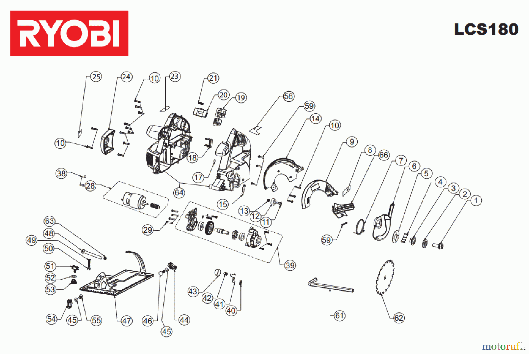 Ryobi Sägen Kreissägen LCS180 Seite 1