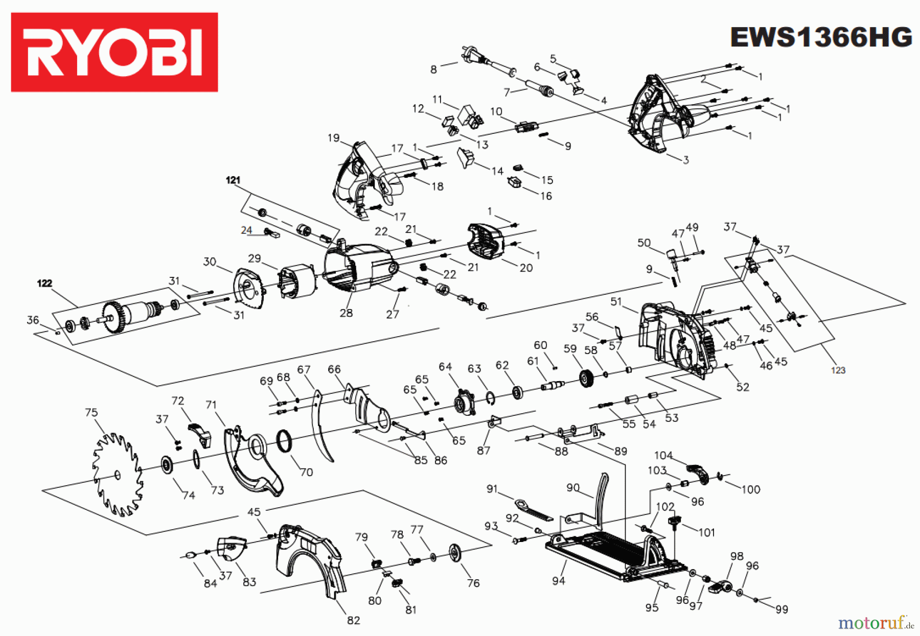 Ryobi Sägen Kreissägen EWS1366HG Seite 1