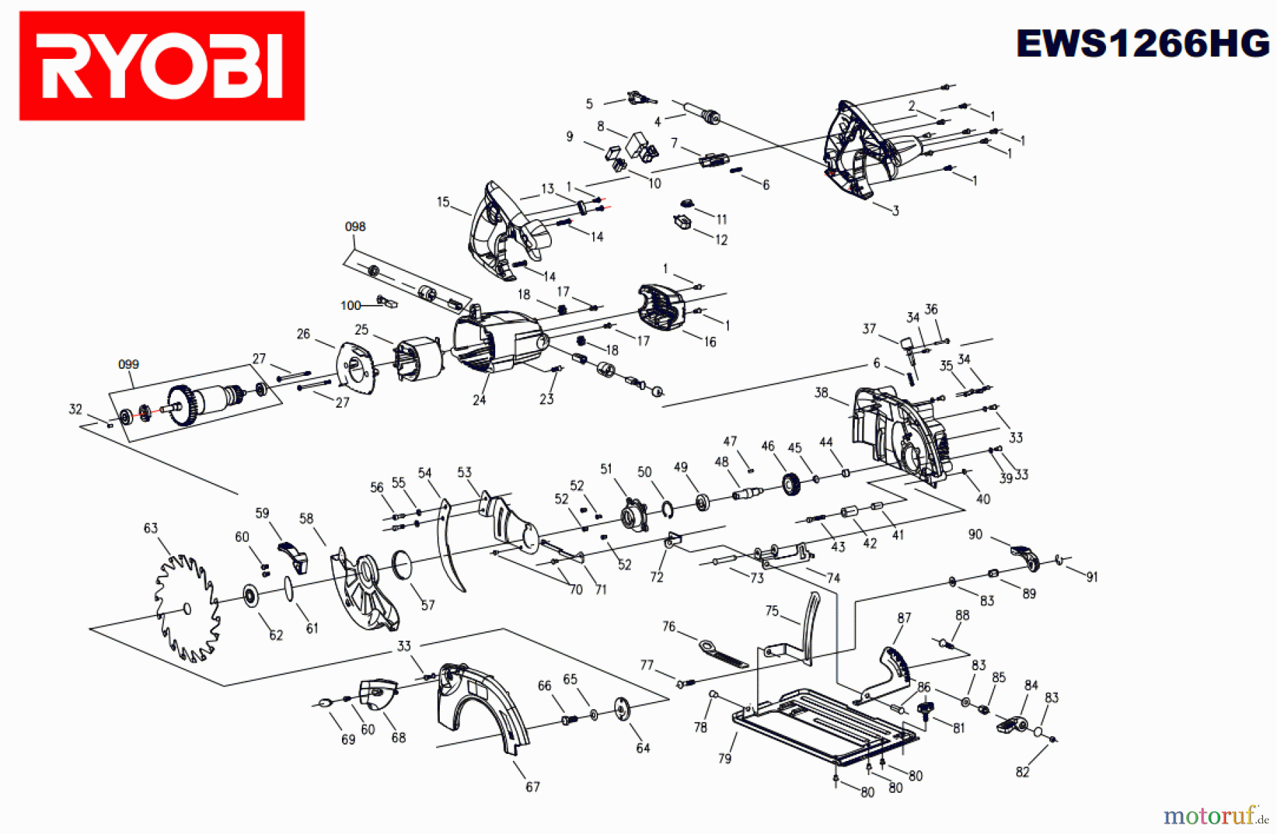 Ryobi Sägen Kreissägen EWS1266HG Seite 1