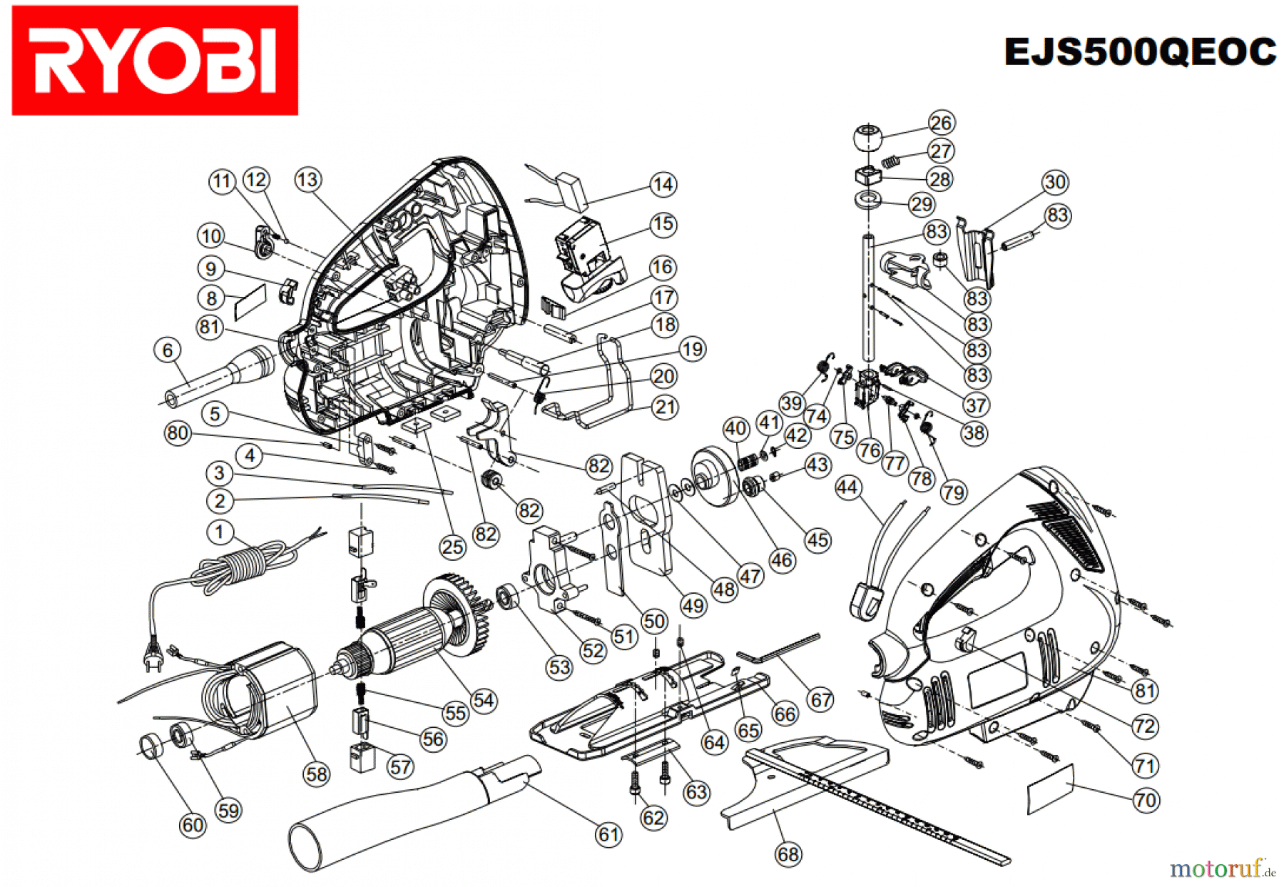 Ryobi Sägen Stichsägen EJS500QEOC