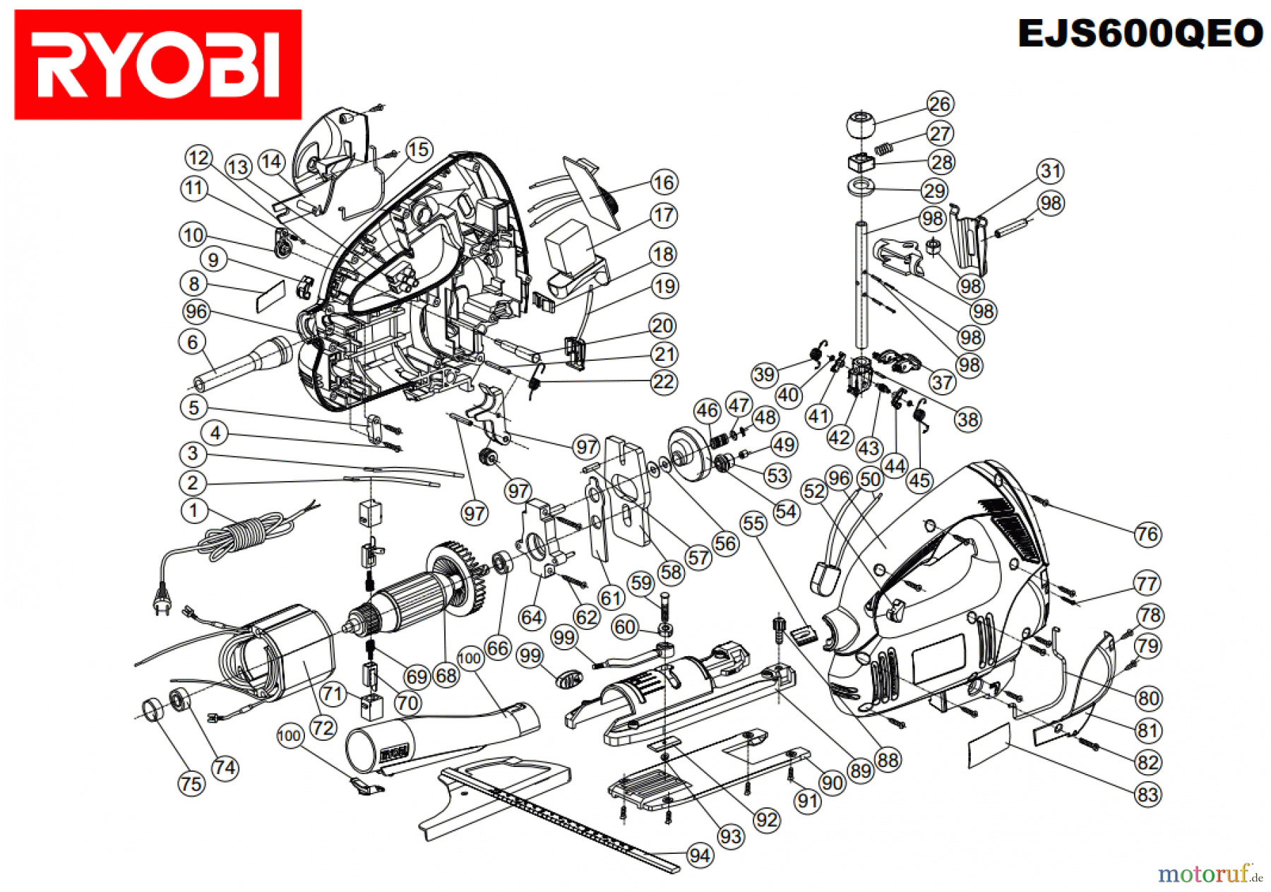 Ryobi Sägen Stichsägen EJS600QEO Seite 1