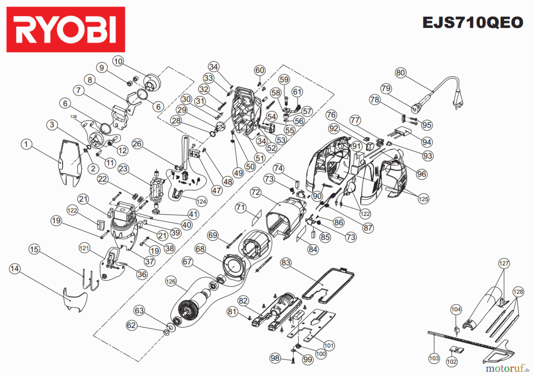 Ryobi Sägen Stichsägen EJS710QEO Seite 1