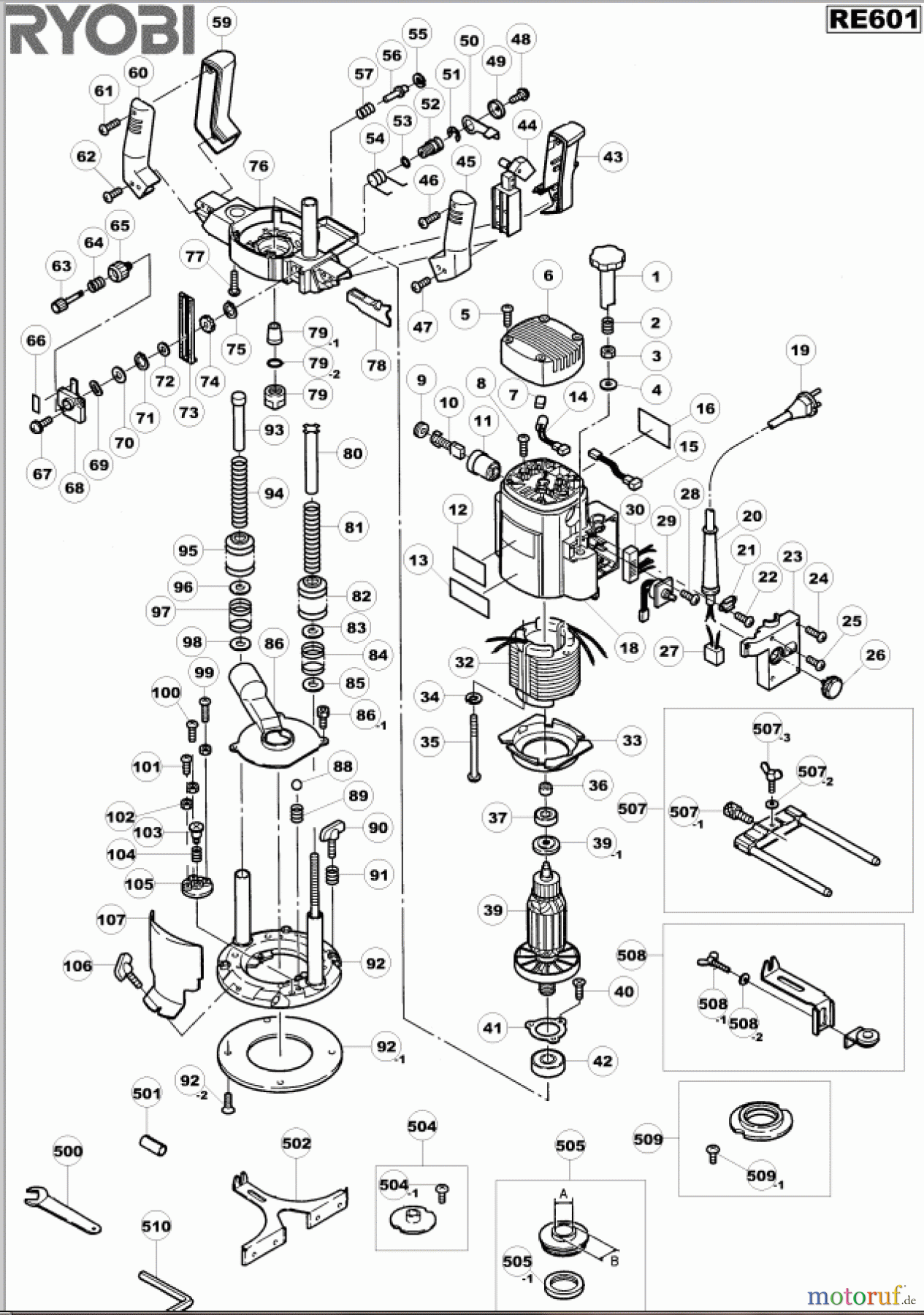 Ryobi Oberfräsen RE601 Seite 1