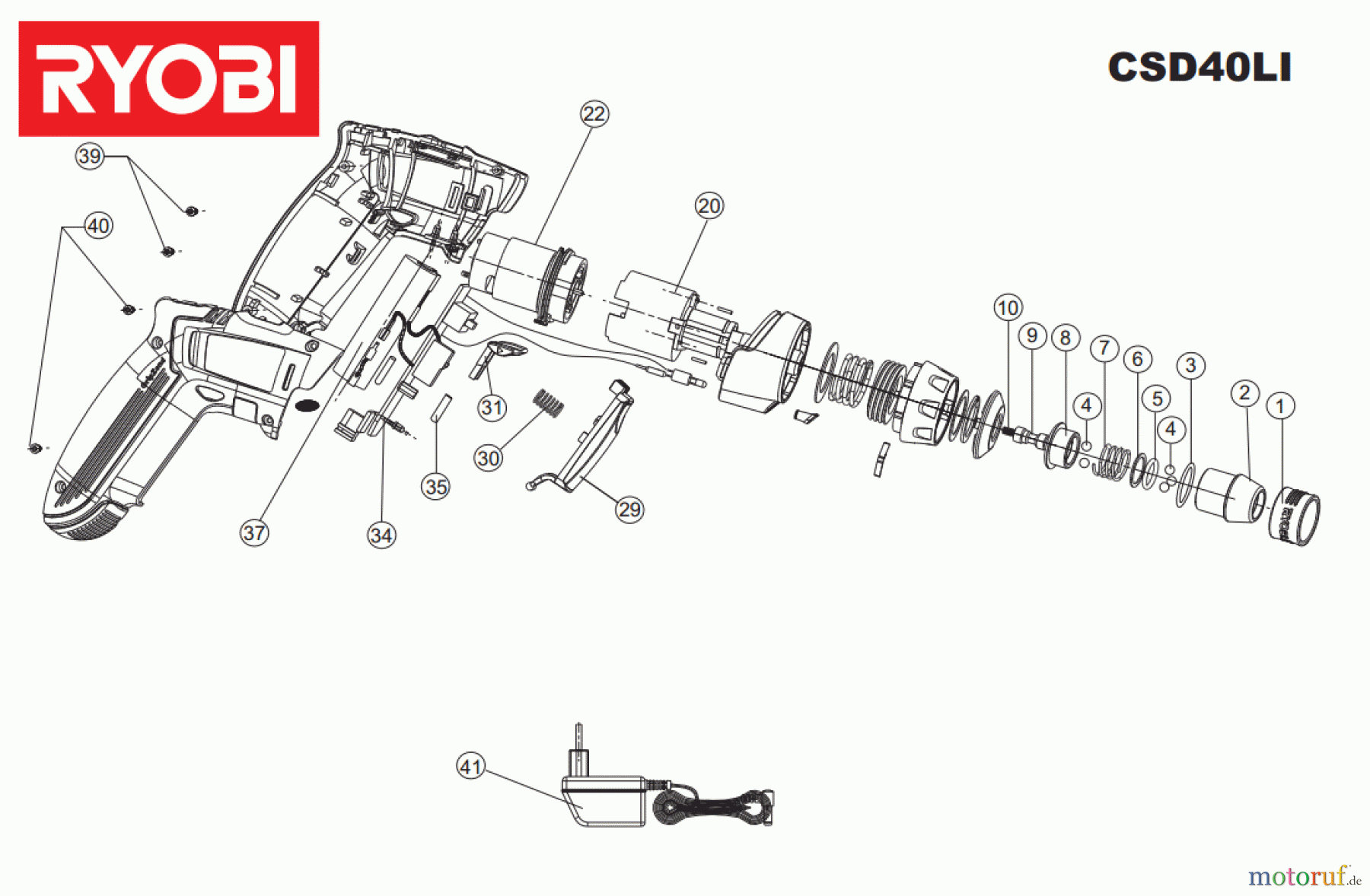 Ryobi (Schlag-)Bohrschrauber Akkuschrauber CSD40LI Seite 1
