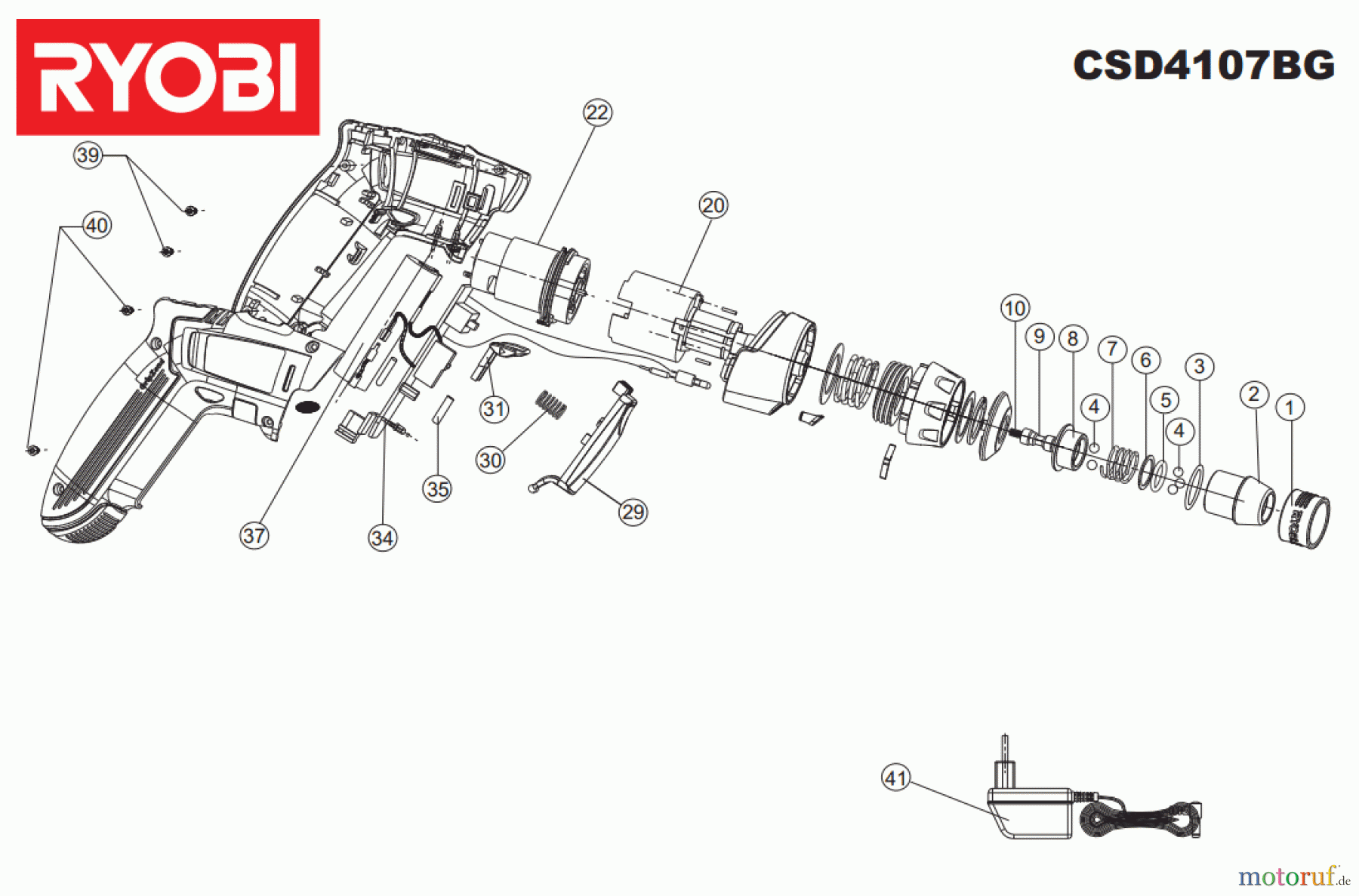 Ryobi (Schlag-)Bohrschrauber Akkuschrauber CSD4107BG Seite 1