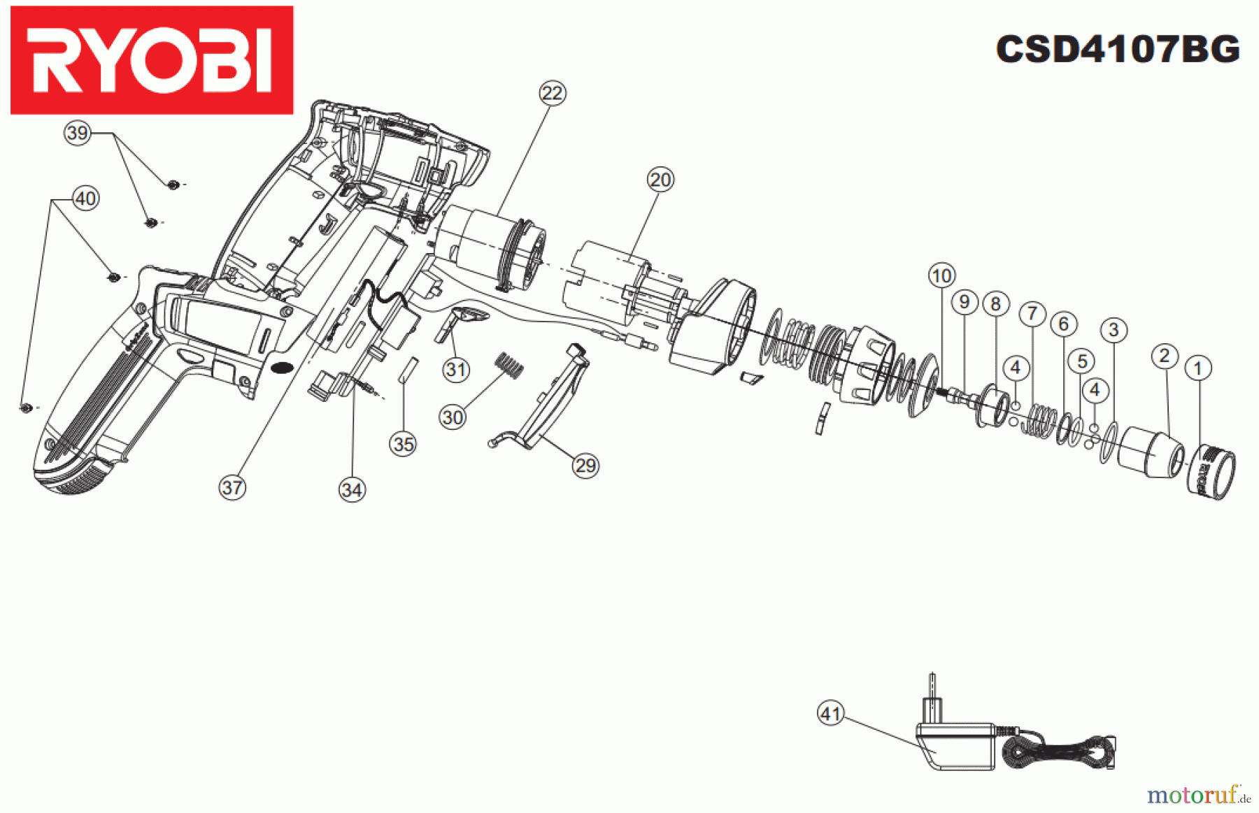 Ryobi (Schlag-)Bohrschrauber Akkuschrauber CSD4107BG Seite 1