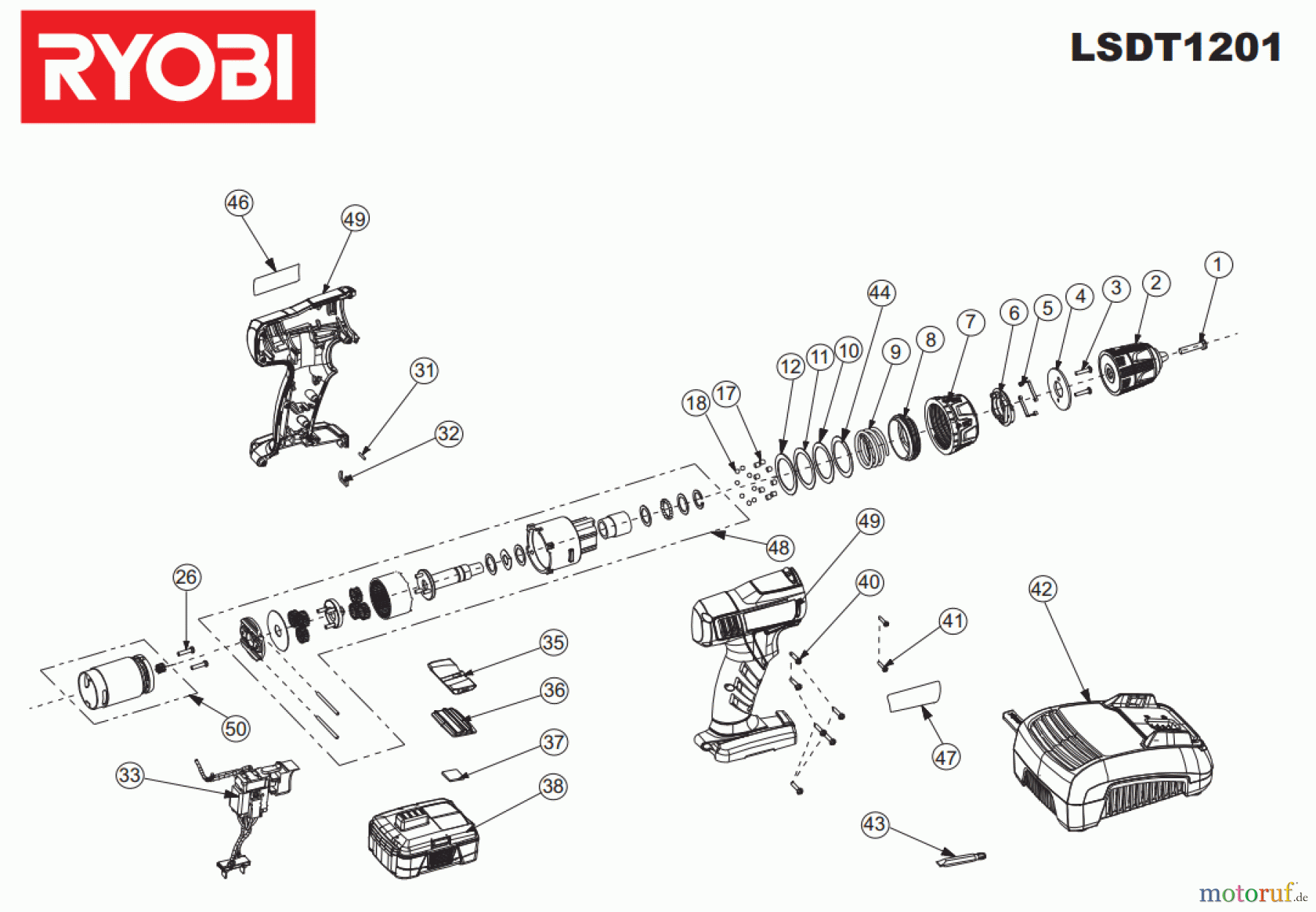 Ryobi (Schlag-)Bohrschrauber Bohrschrauber LSDT1201 Seite 1