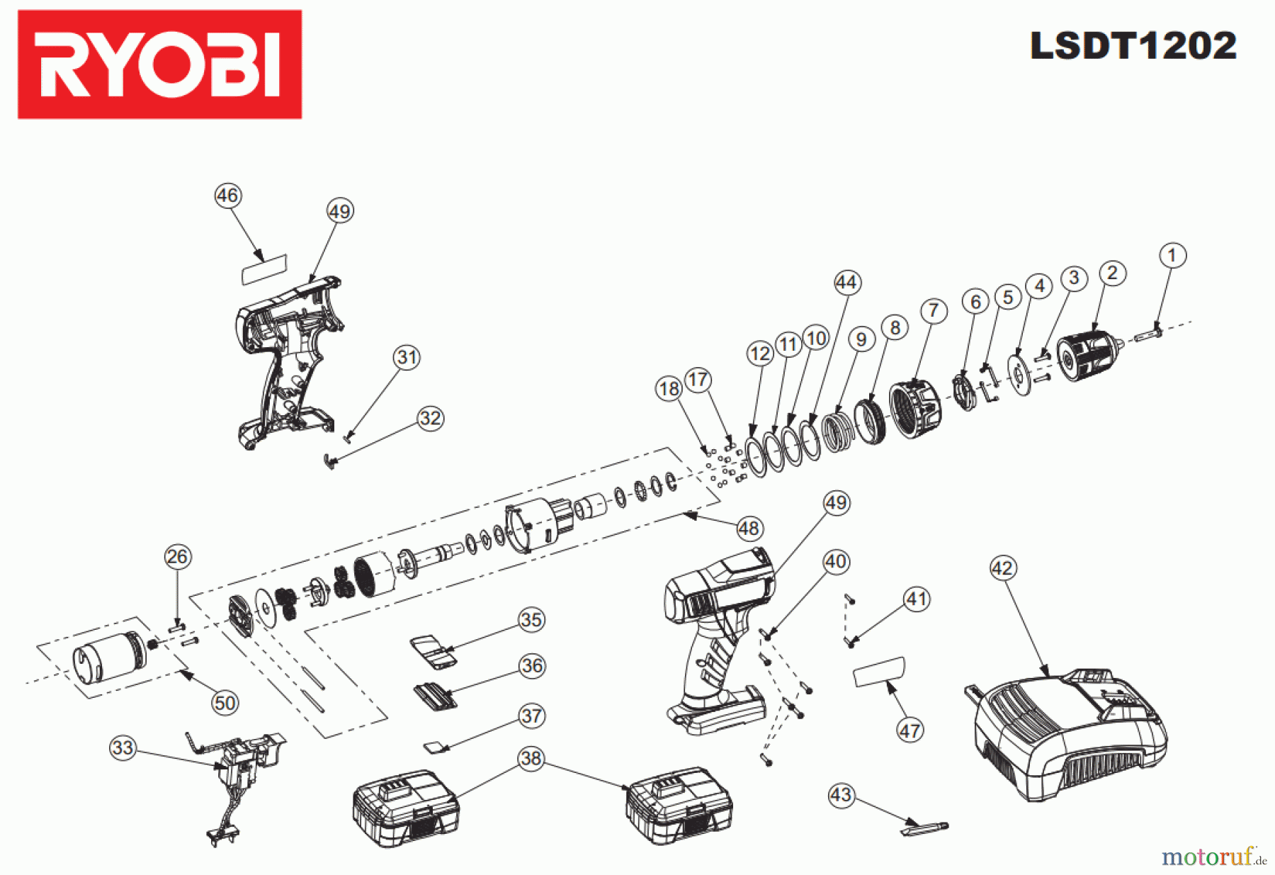 Ryobi (Schlag-)Bohrschrauber Bohrschrauber LSDT1202 Seite 1