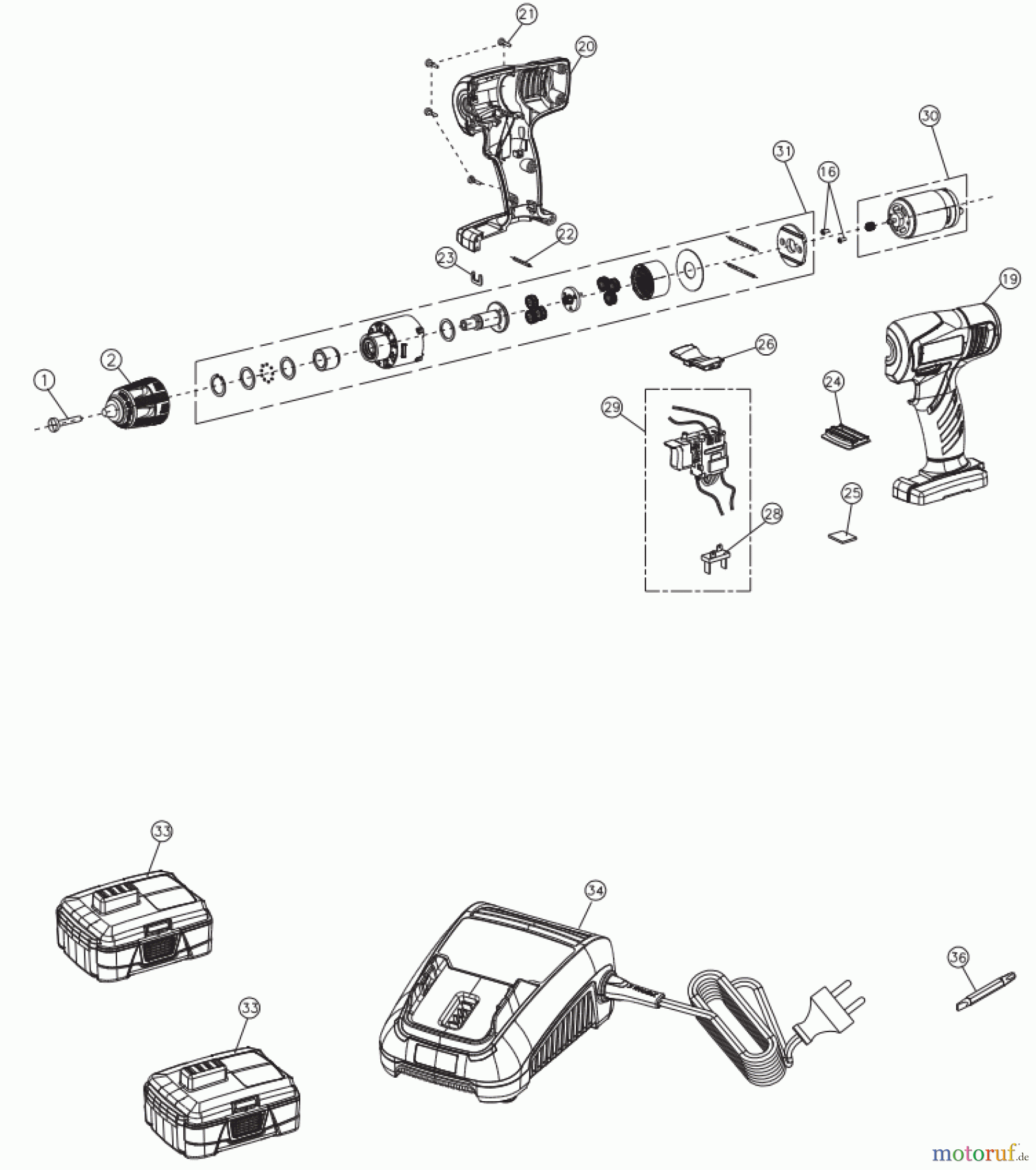 Ryobi (Schlag-)Bohrschrauber Bohrschrauber LSD1202PB Seite 1