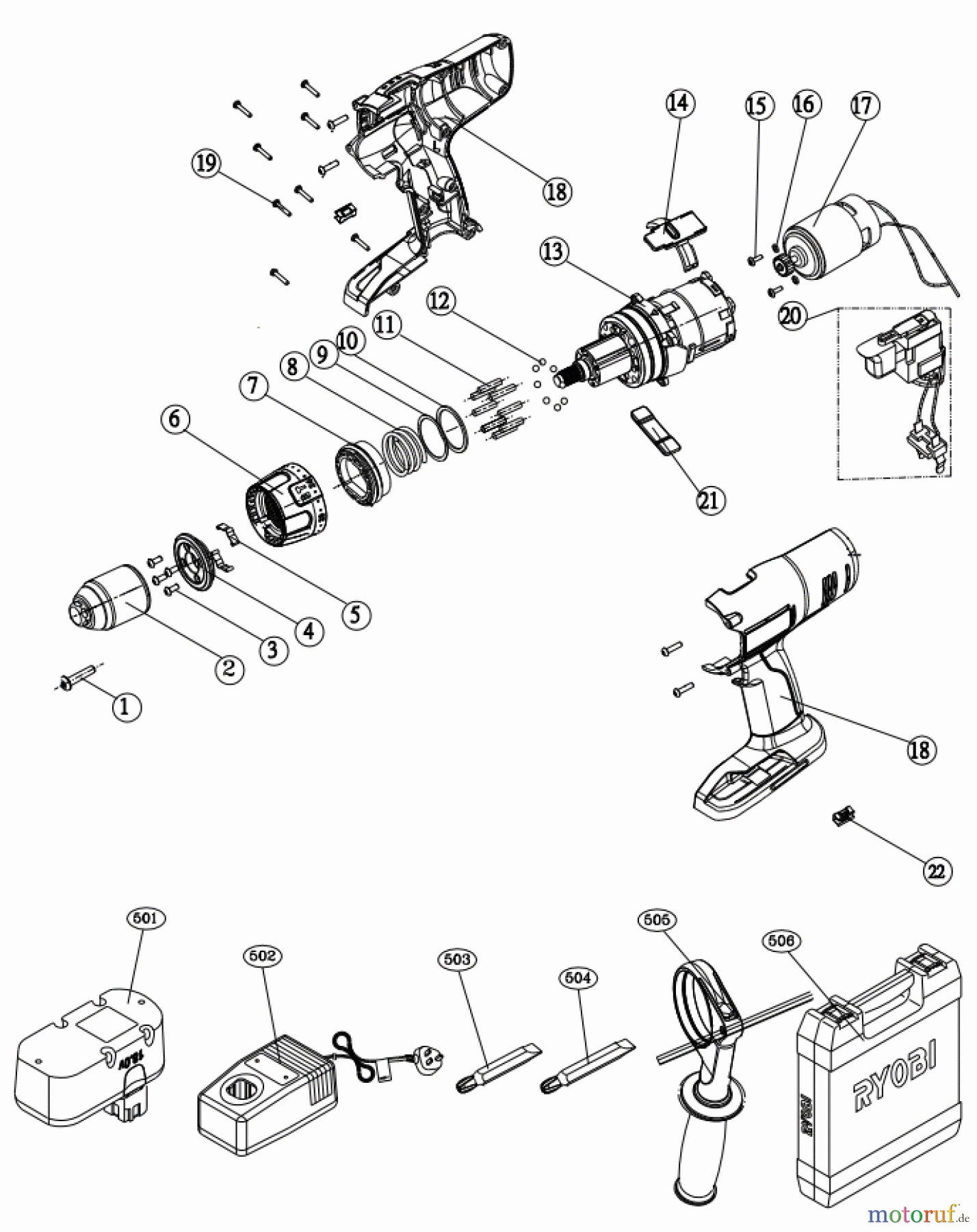Ryobi (Schlag-)Bohrschrauber Bohrschrauber mit Schlagbohrfunktion CDI1803