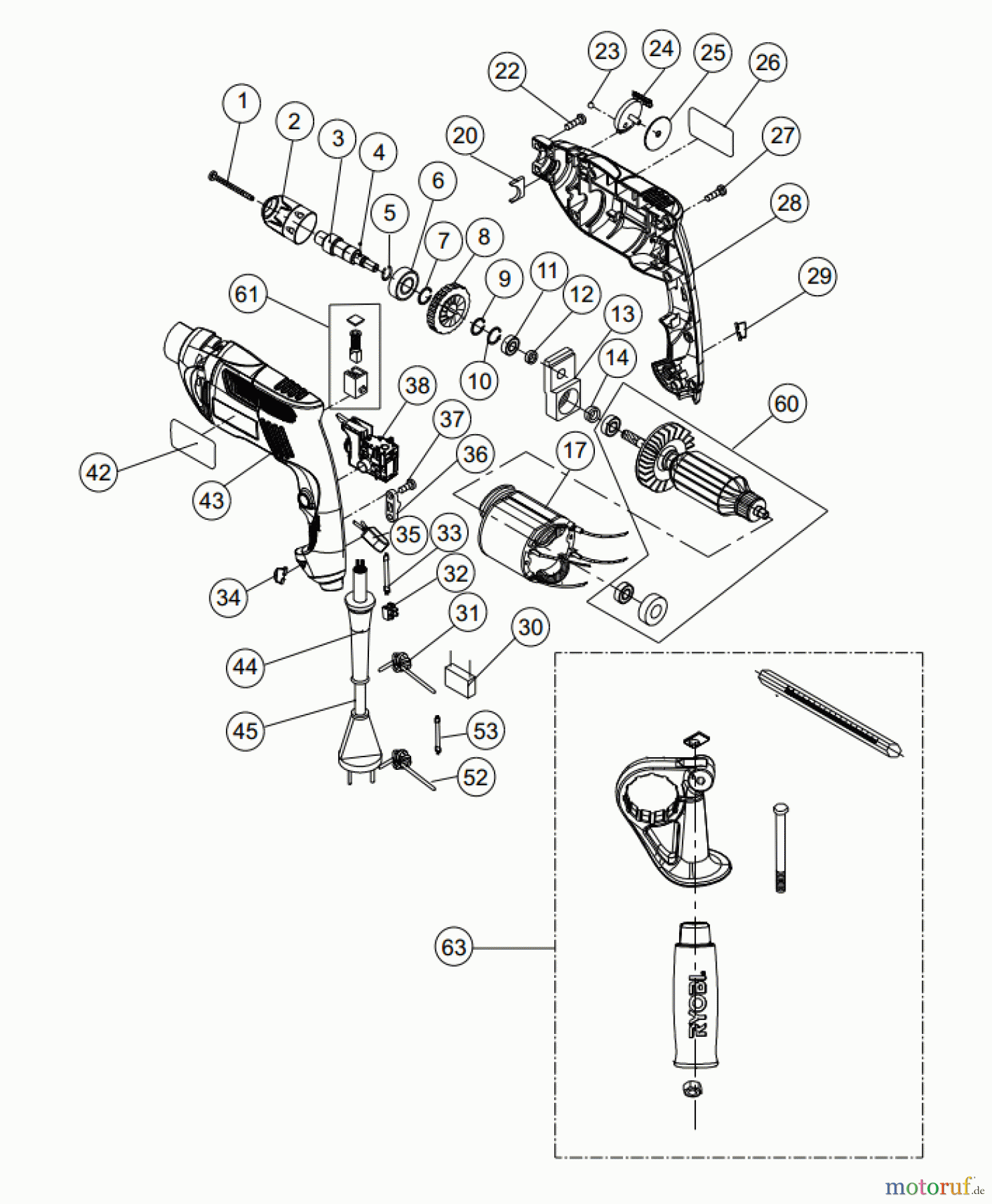 Ryobi (Schlag-)Bohrschrauber Bohrschrauber mit Schlagbohrfunktion EID500REC