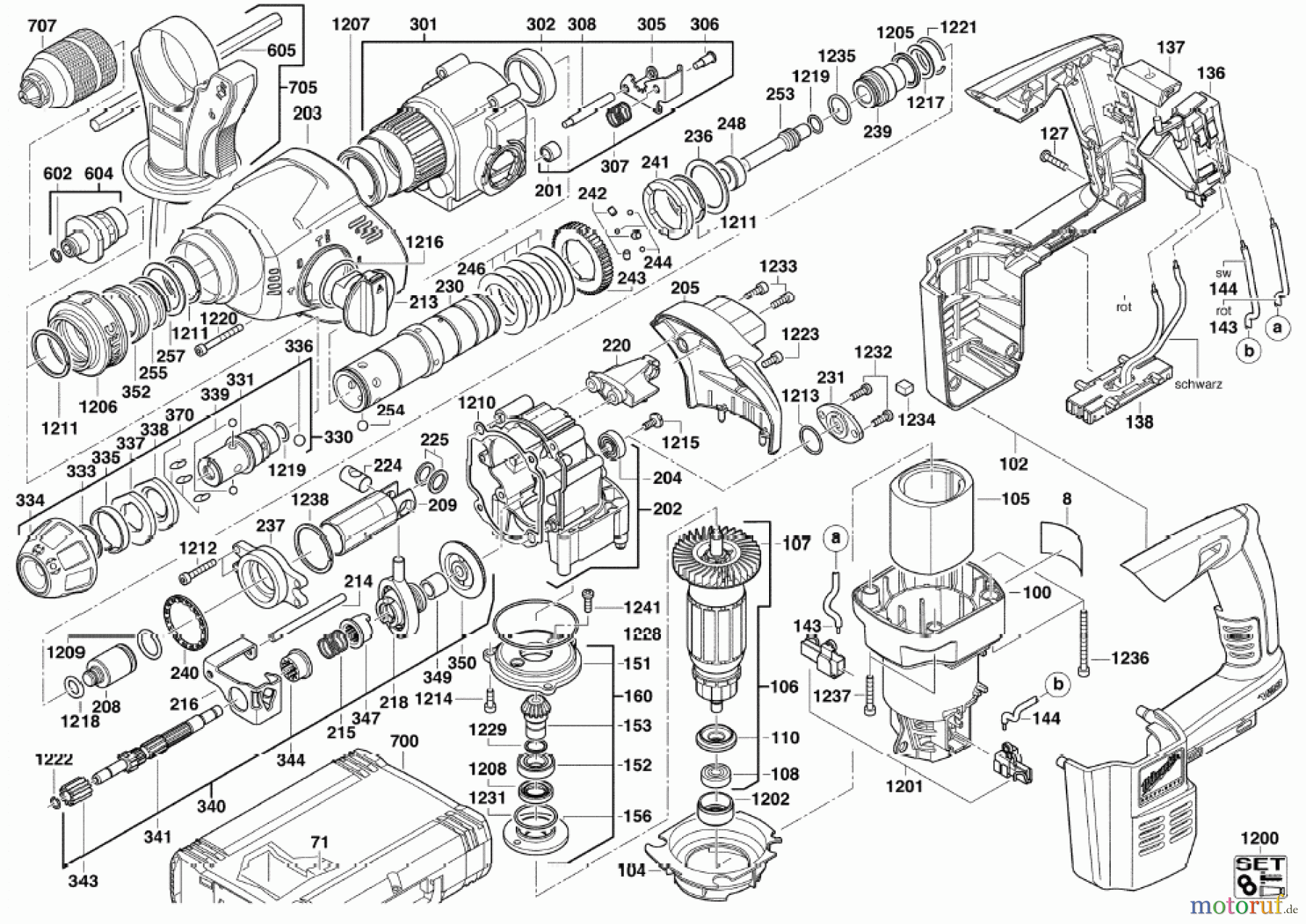 Milwaukee Akku-Geräte Bohren und Meißeln ältere Geräte HD28HX AKKU-BOHRHAMMER