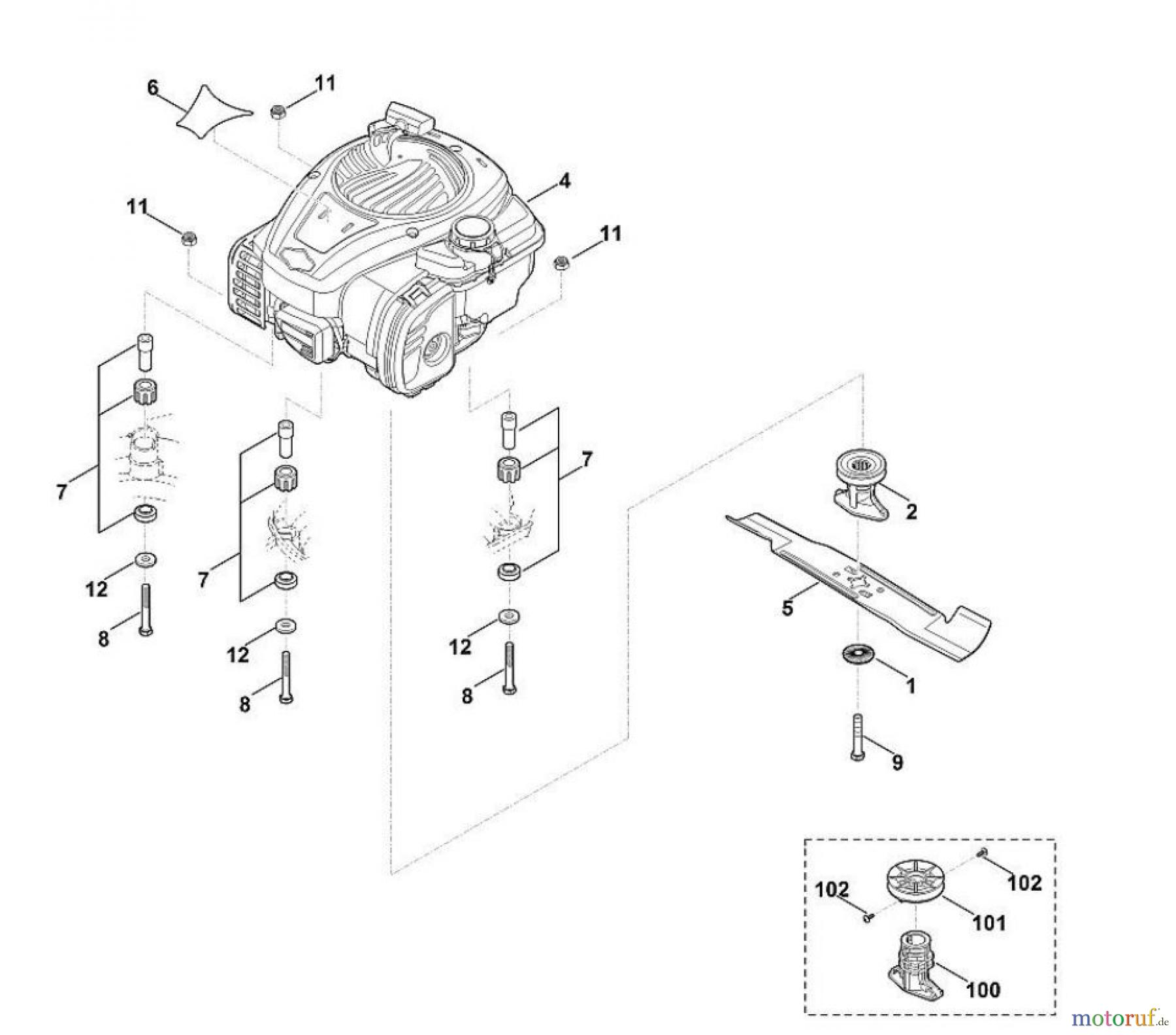 Viking Rasenmäher Benzinrasenmäher MB 448.1 T D - Motor, Messer