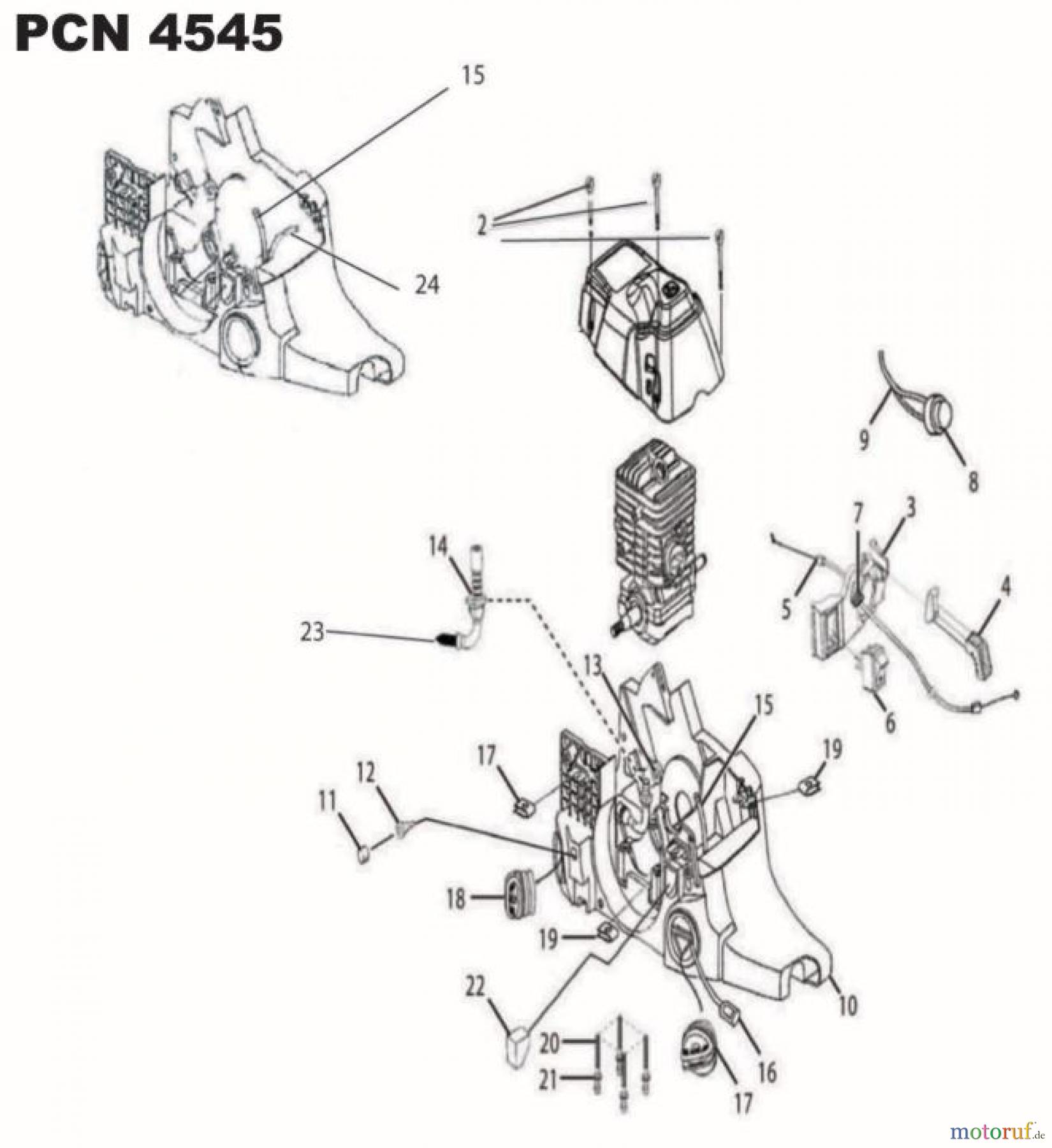 Ryobi Kettensägen Benzin PCN4545 Gehäuse, Tank