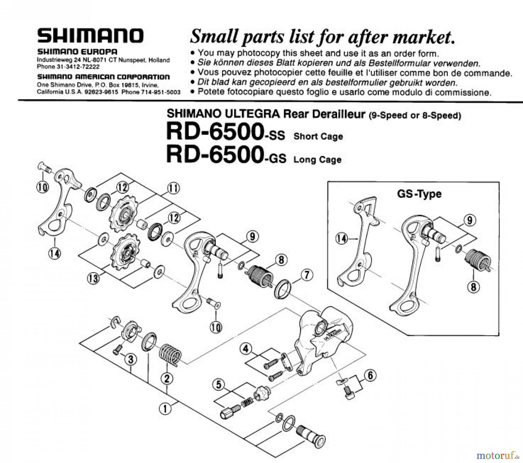 Shimano RD Rear Derailleur - Schaltwerk RD-6500-EV
