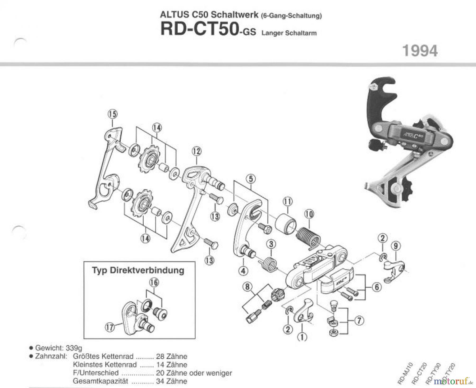 Shimano RD Rear Derailleur - Schaltwerk RD-CT50-GS-94