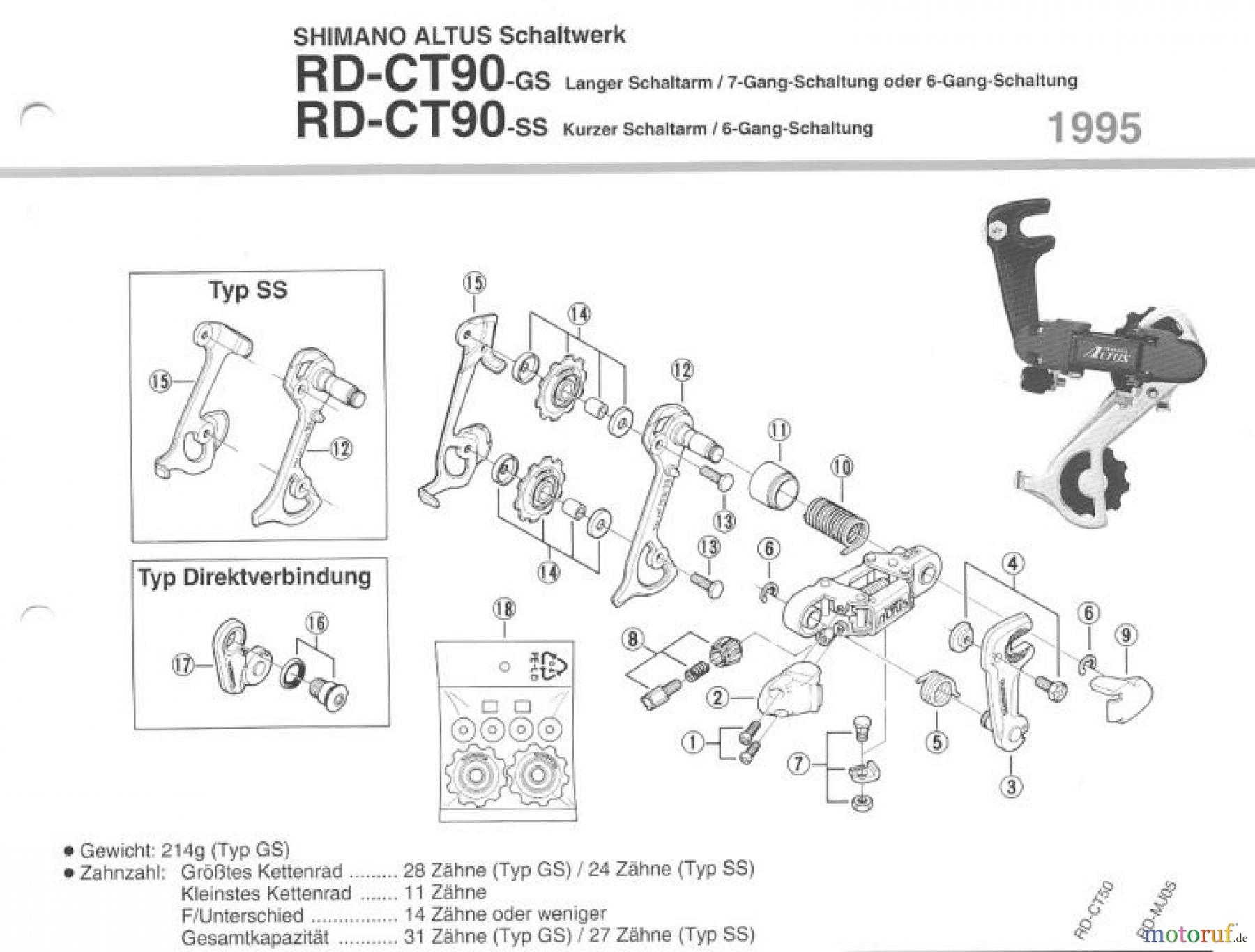 Shimano RD Rear Derailleur - Schaltwerk RD-CT90-95