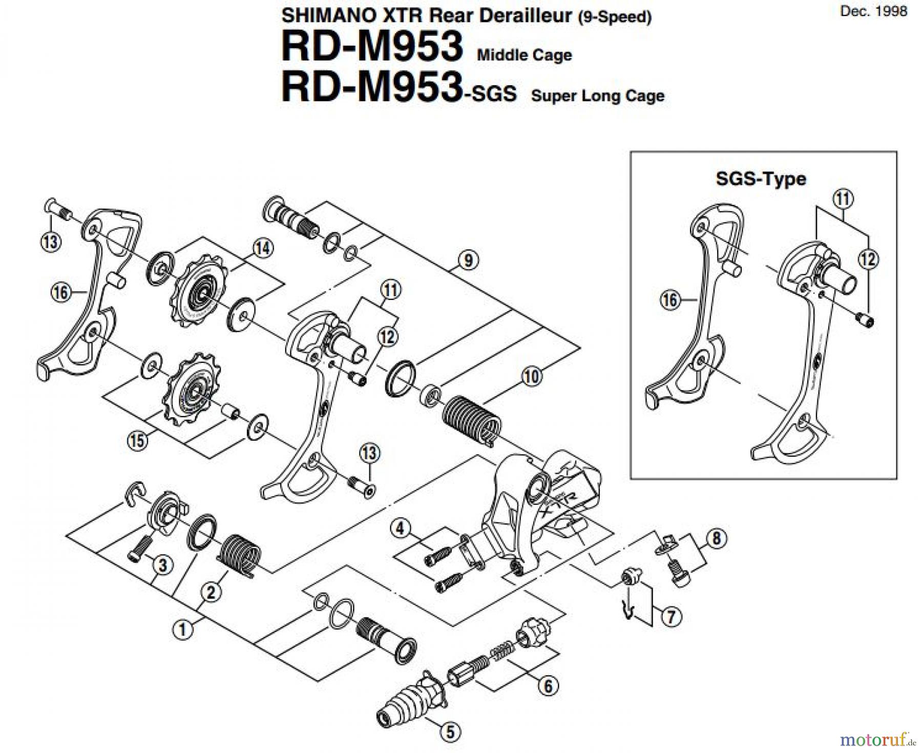 Shimano RD Rear Derailleur - Schaltwerk RD-M953-EV