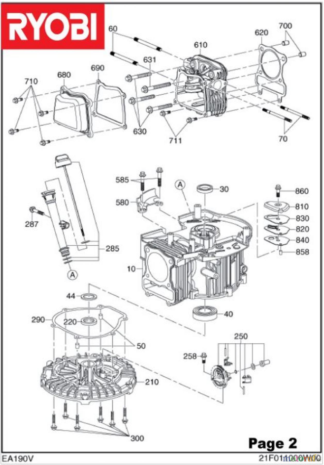 Ryobi Rasenmäher Benzin RLM5319SMEB Kurbelgehäuse