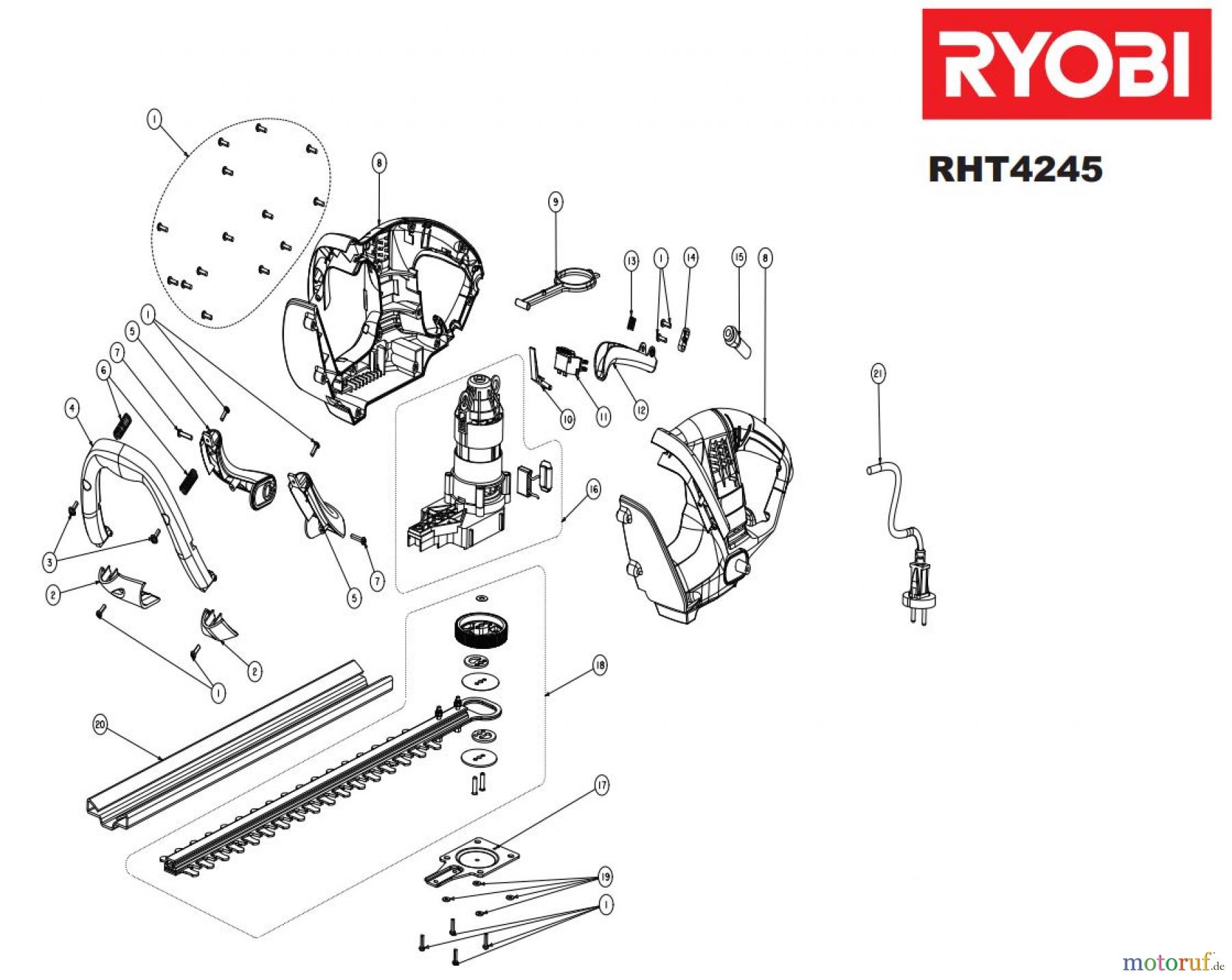  Ryobi Heckenscheren Elektro RHT4245