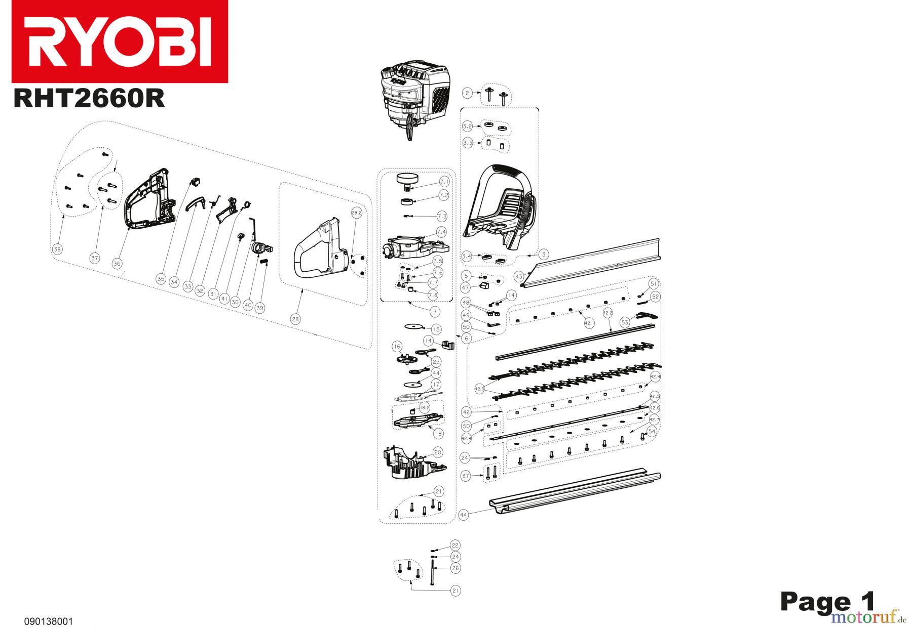 Ryobi Heckenscheren Benzin RHT2660R Seite 1