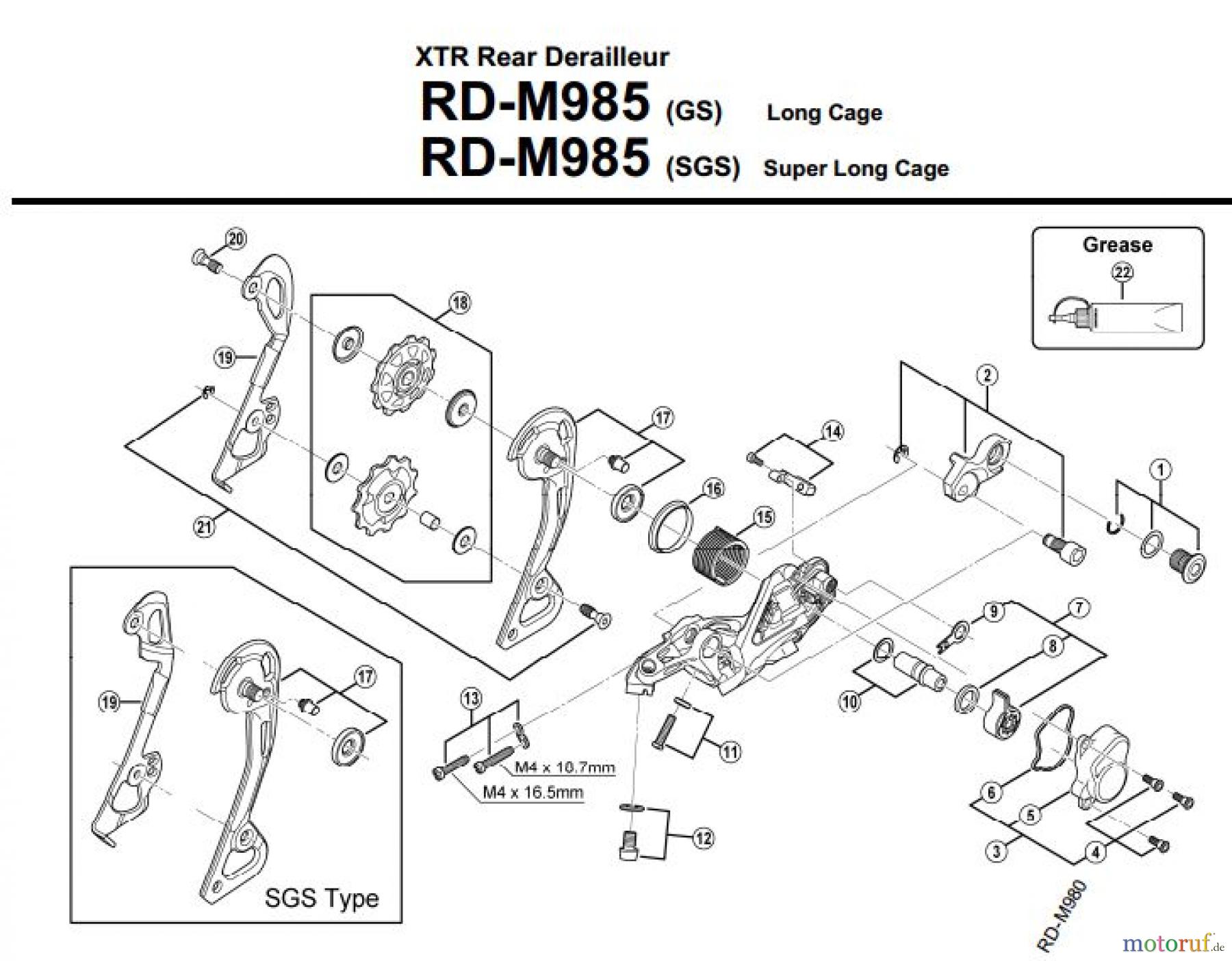 Shimano RD Rear Derailleur - Schaltwerk RD-M985-3156