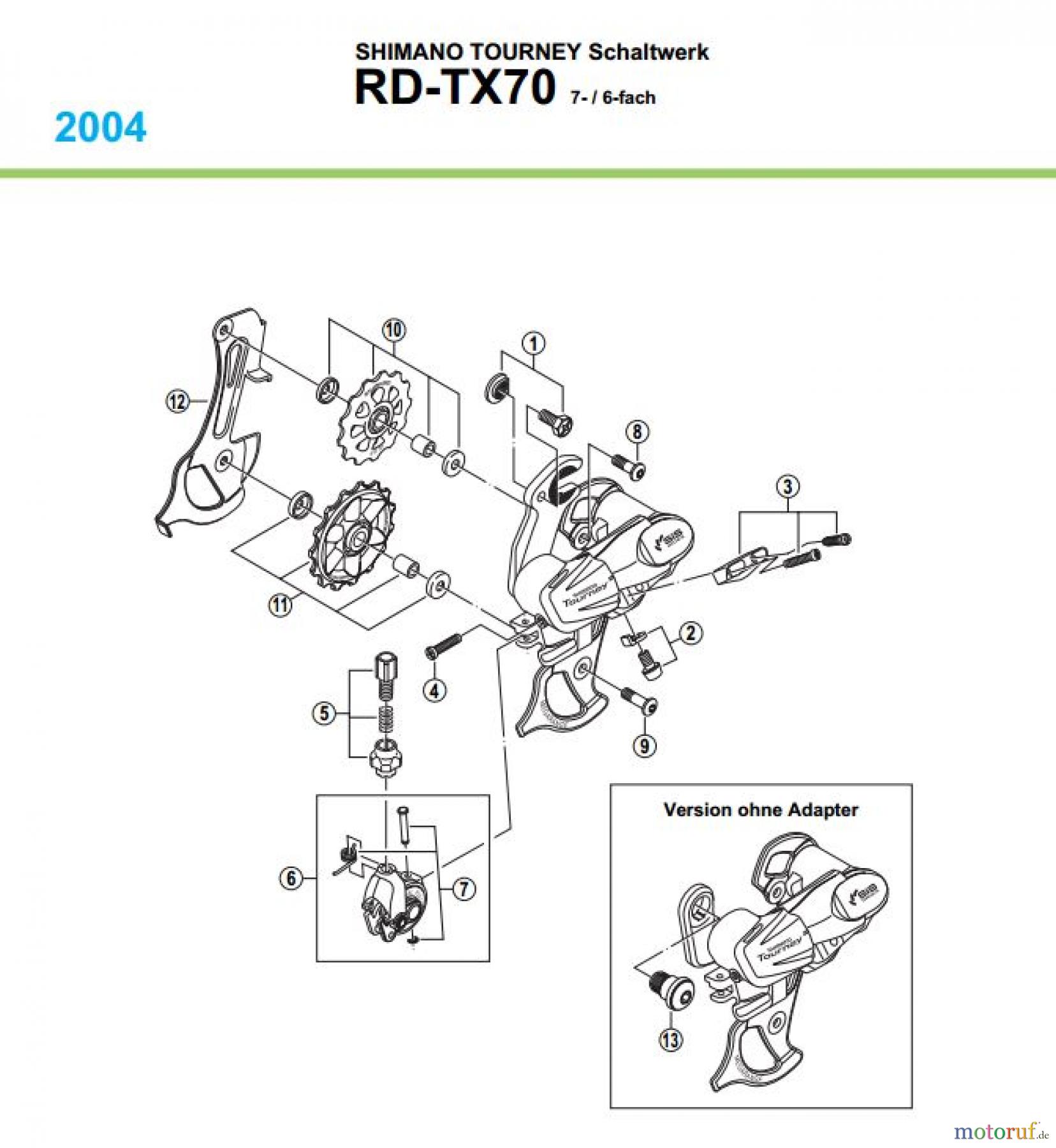 Shimano RD Rear Derailleur - Schaltwerk RD-TX70-04