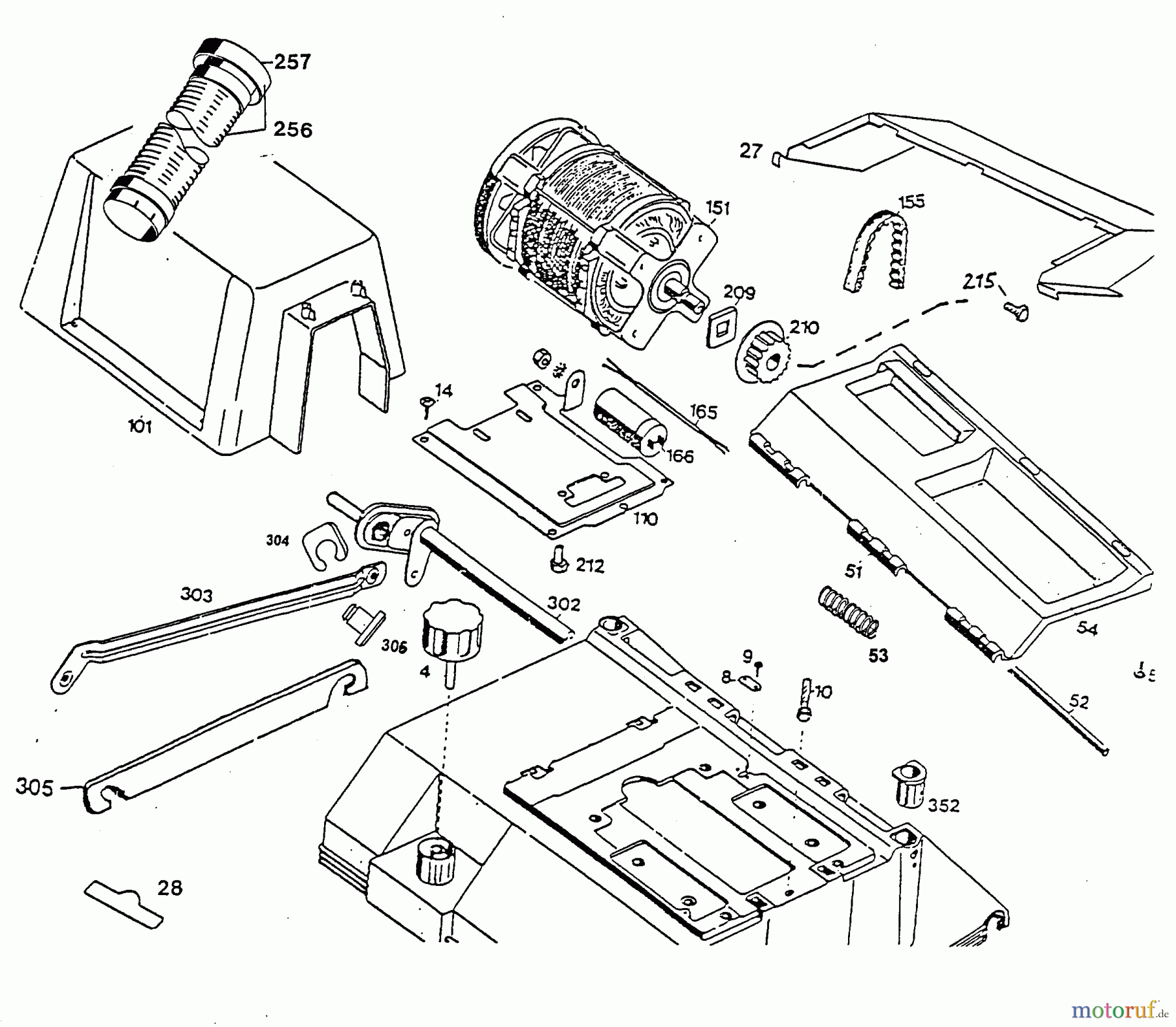 Wolf-Garten Elektrovertikutierer UV 32 E 3585003 Serie D (1996) Achse hinten, Heckklappe, Keilriemen