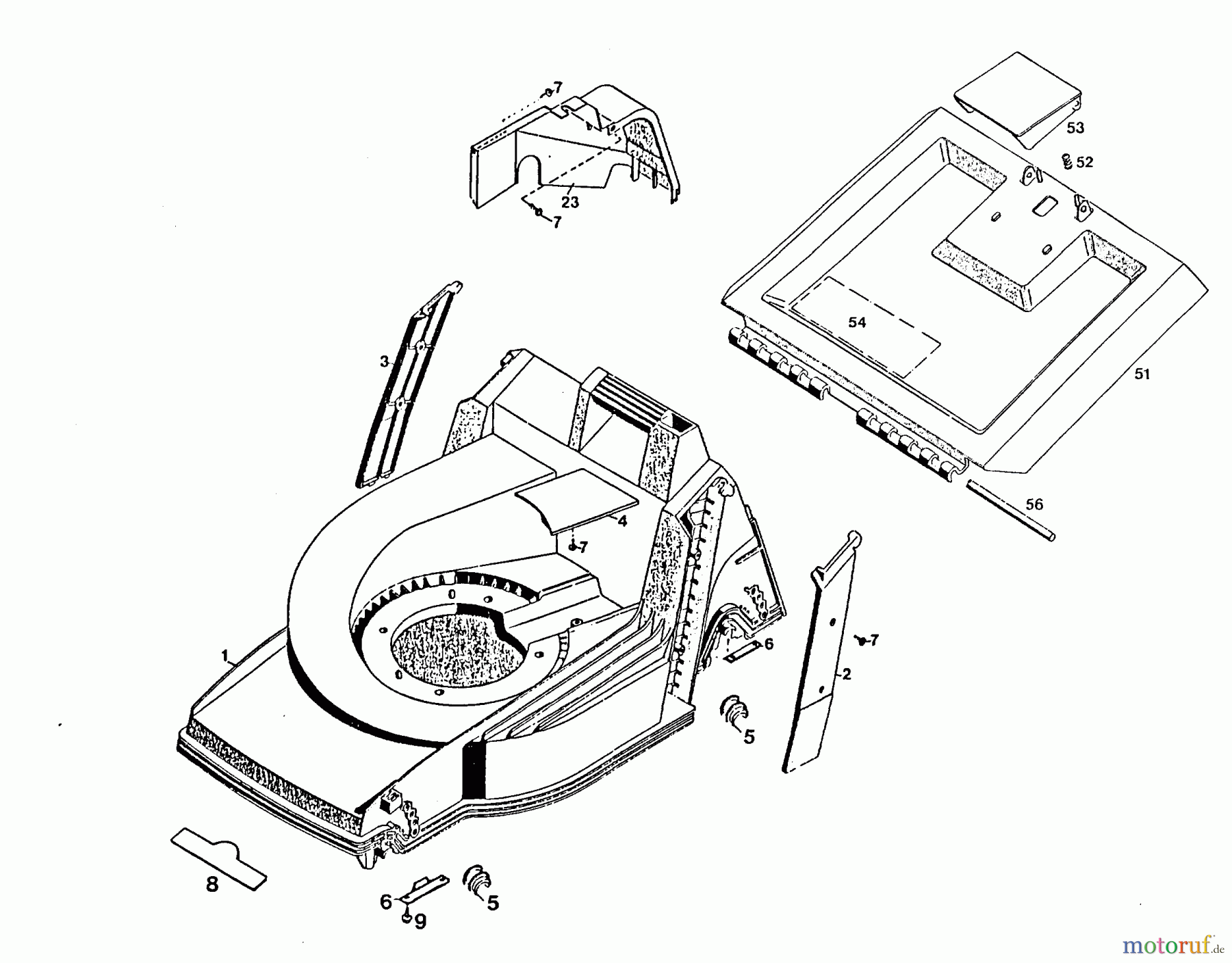  Wolf-Garten Motormäher 6.42 Bi 4723000 Serie B  (1996) Heckklappe, Mähwerksgehäuse