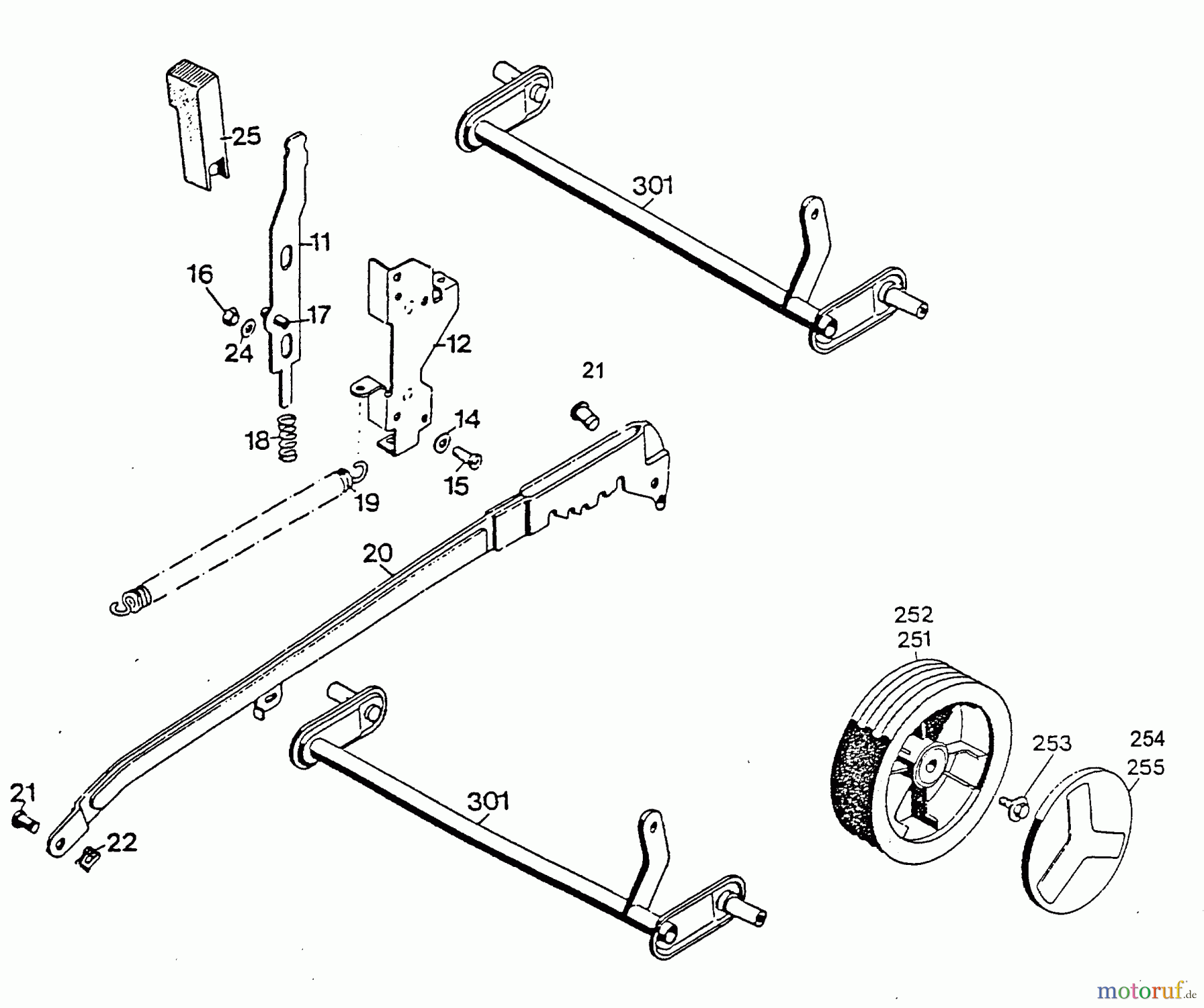 Wolf-Garten Motormäher 4.42 B 4742880 Serie C (1996) Räder, Schnitthöhenverstellung