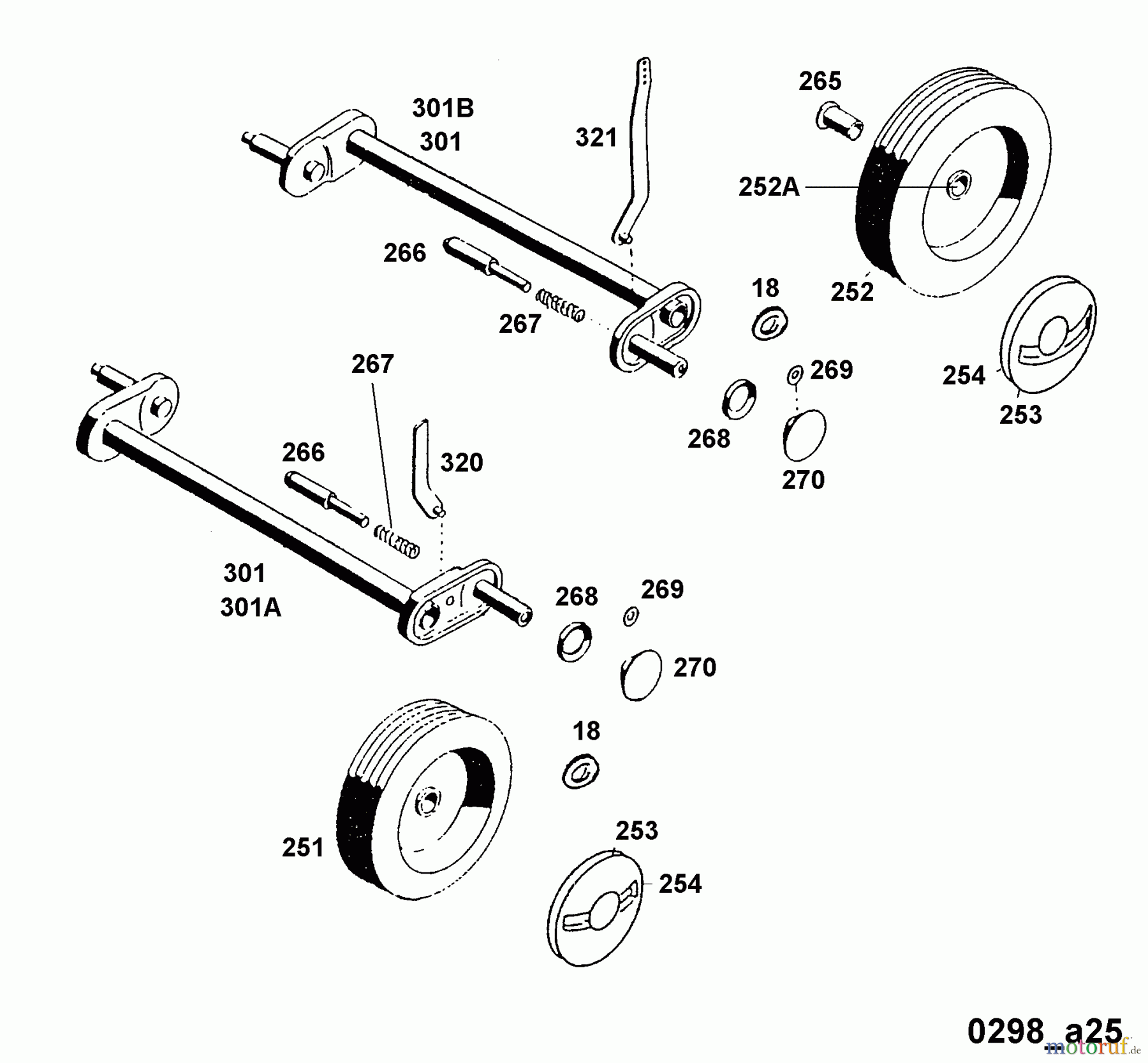  Wolf-Garten Motormäher 2.42 T 4760880 Serie C ab C 23410  (1998) Räder, Schnitthöhenverstellung