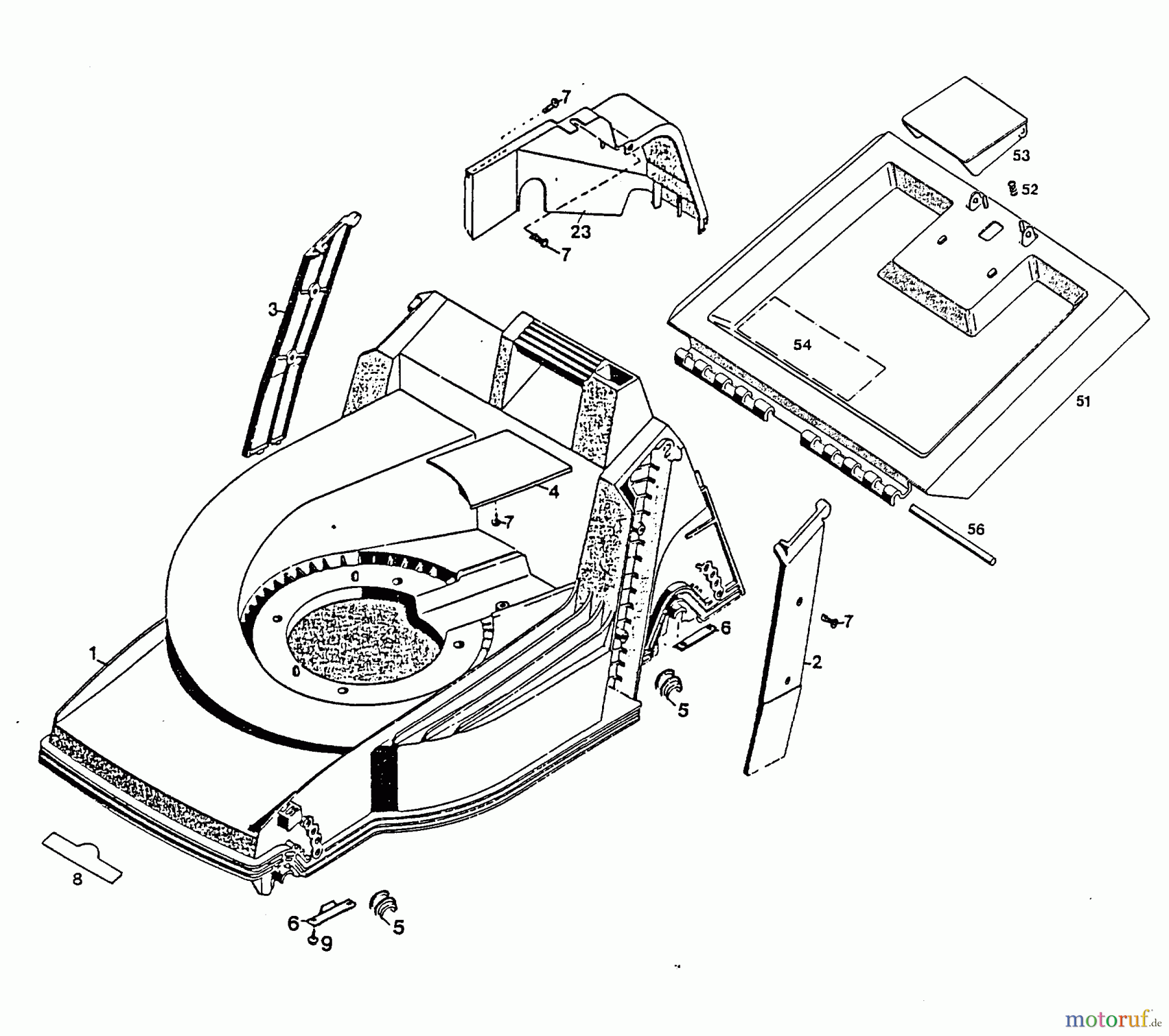 Wolf-Garten Motormäher 6.42 H 4775000 Serie A, B (1998) Heckklappe, Mähwerksgehäuse