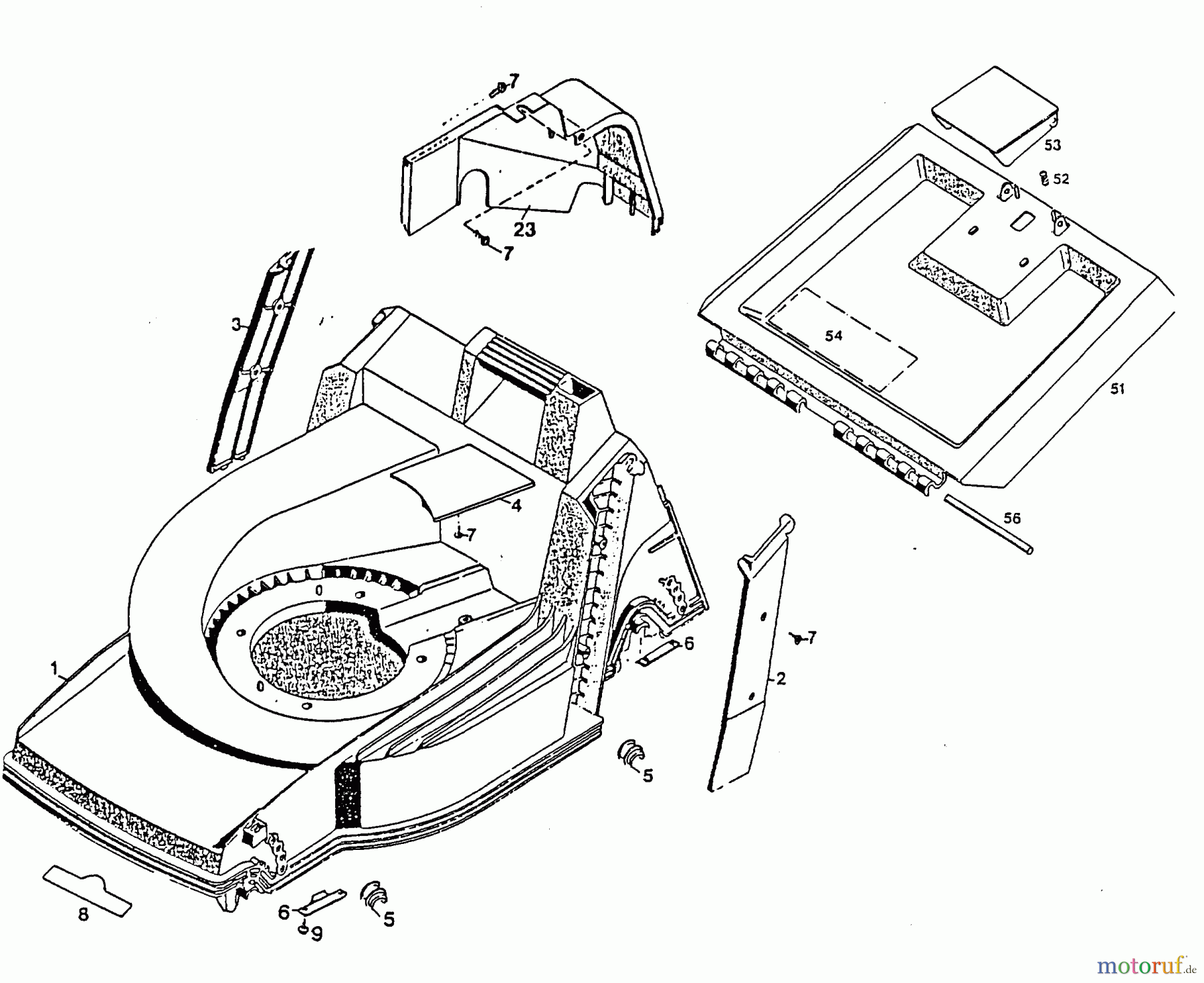 Wolf-Garten Motormäher mit Antrieb 6.42 HA 4776000 Serie A (1998) Heckklappe, Mähwerksgehäuse