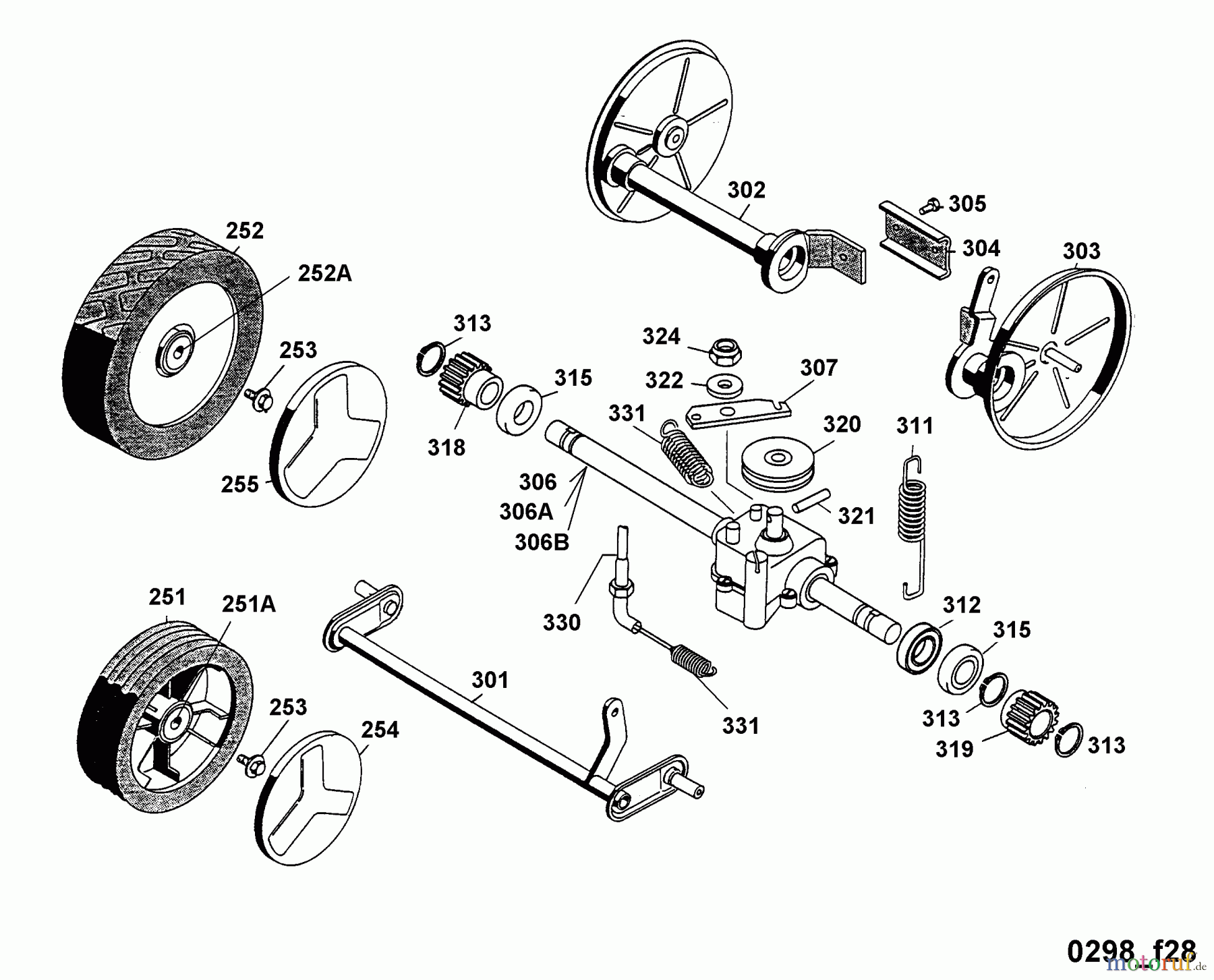 Wolf-Garten Elektromäher mit Antrieb 6.42 EA 4925083 Serie E (1998) Getriebe, Räder