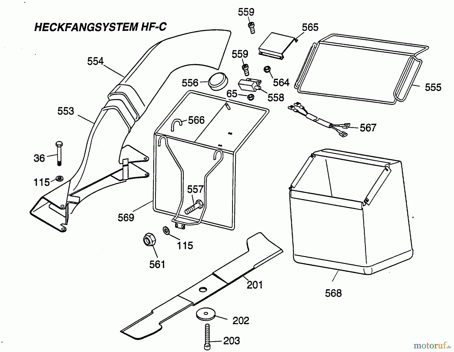 Wolf-Garten Cart Cart OHV 2 6190000 Serie A (1998) Grasfangeinrichtung