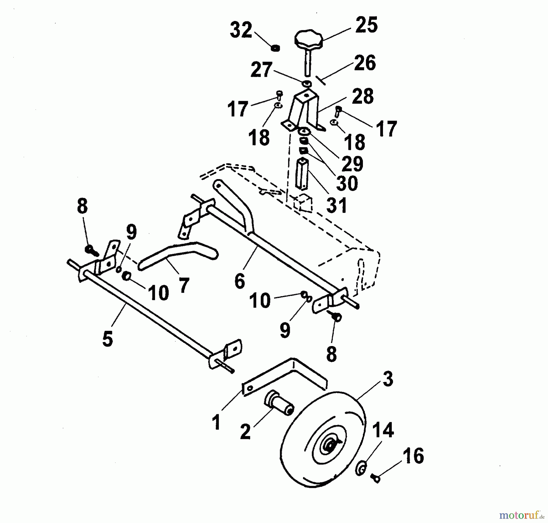 Wolf-Garten Motorvertikutierer UV-P/HM 3589680 Serie A (1999) Räder, Schnitthöhenverstellung