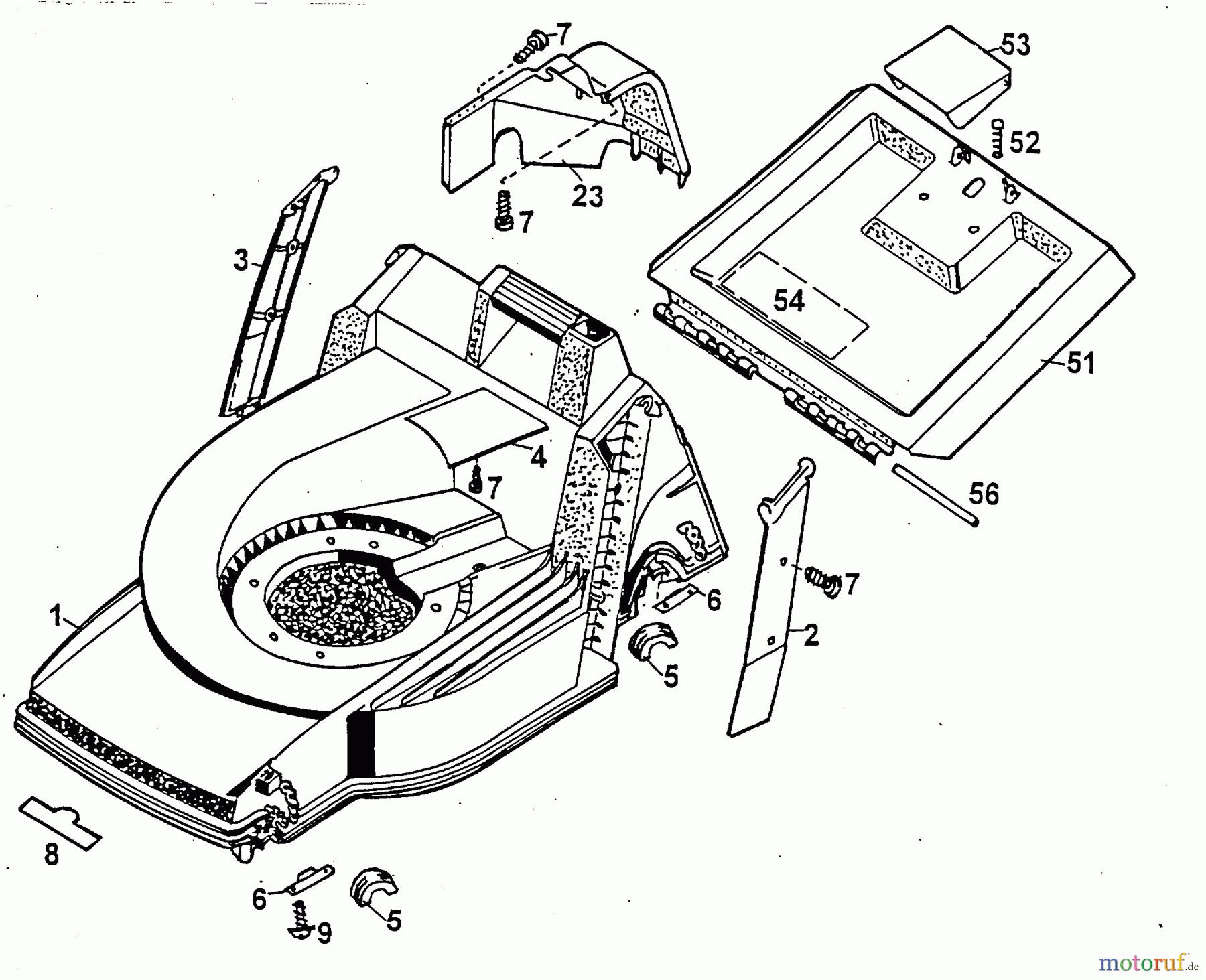 Wolf-Garten Motormäher mit Antrieb 4.42 A 4722885 Serie A (1999) Heckklappe, Mähwerksgehäuse