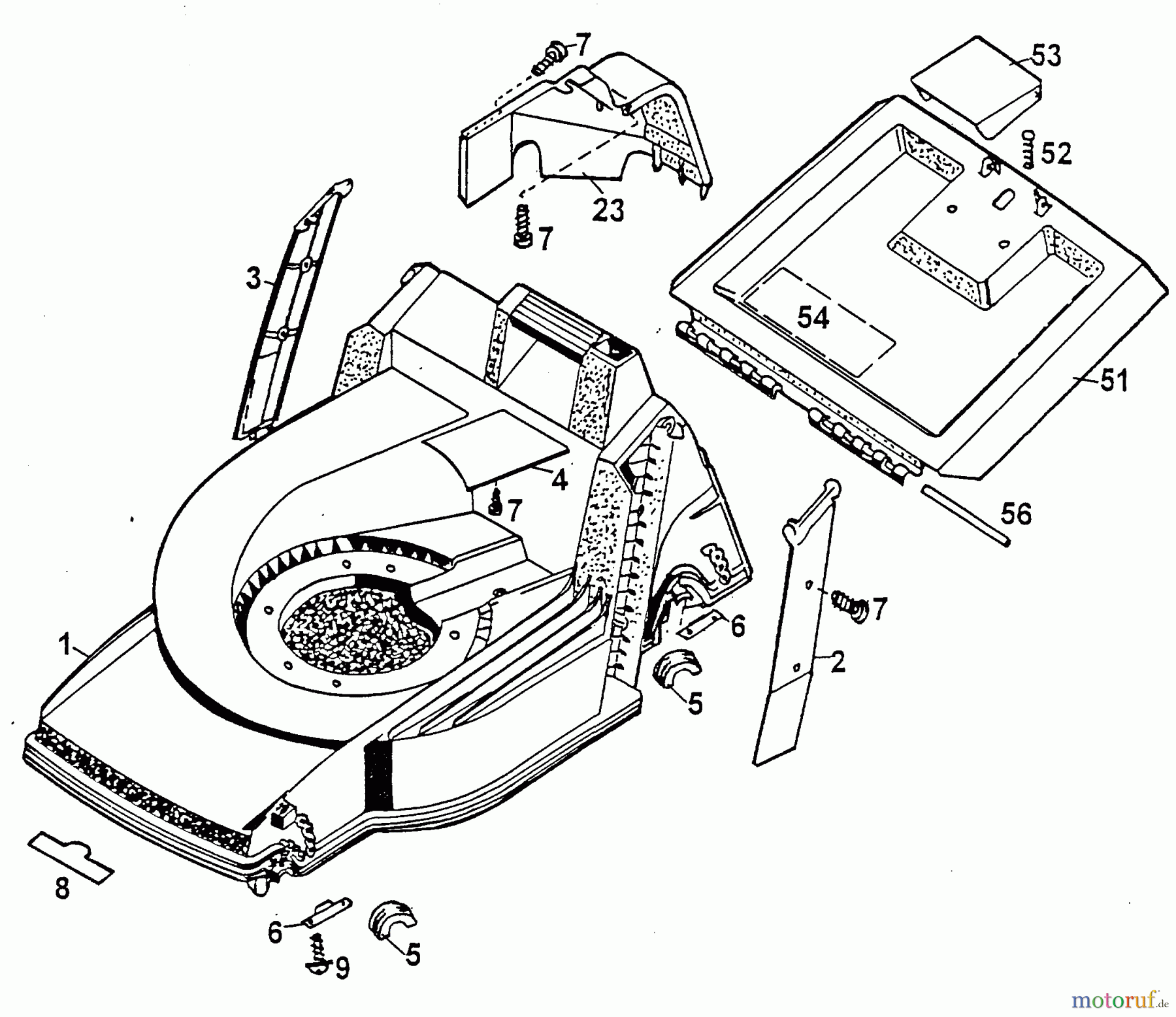 Wolf-Garten Motormäher 4.42 B 4742880 Serie B (1999) Heckklappe, Mähwerksgehäuse
